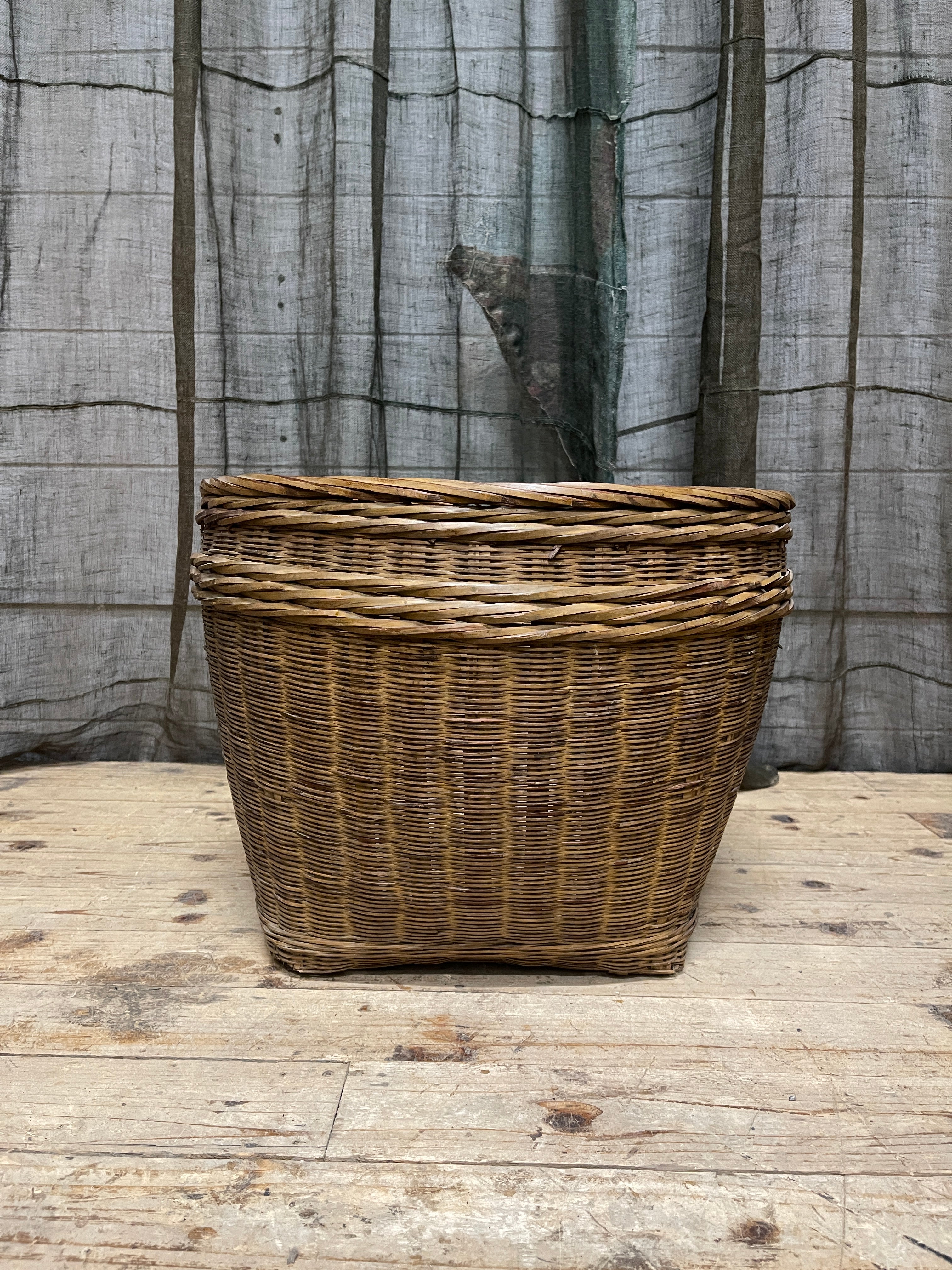 Vintage Chinese Country Farm Basket - Bamboo & Willow