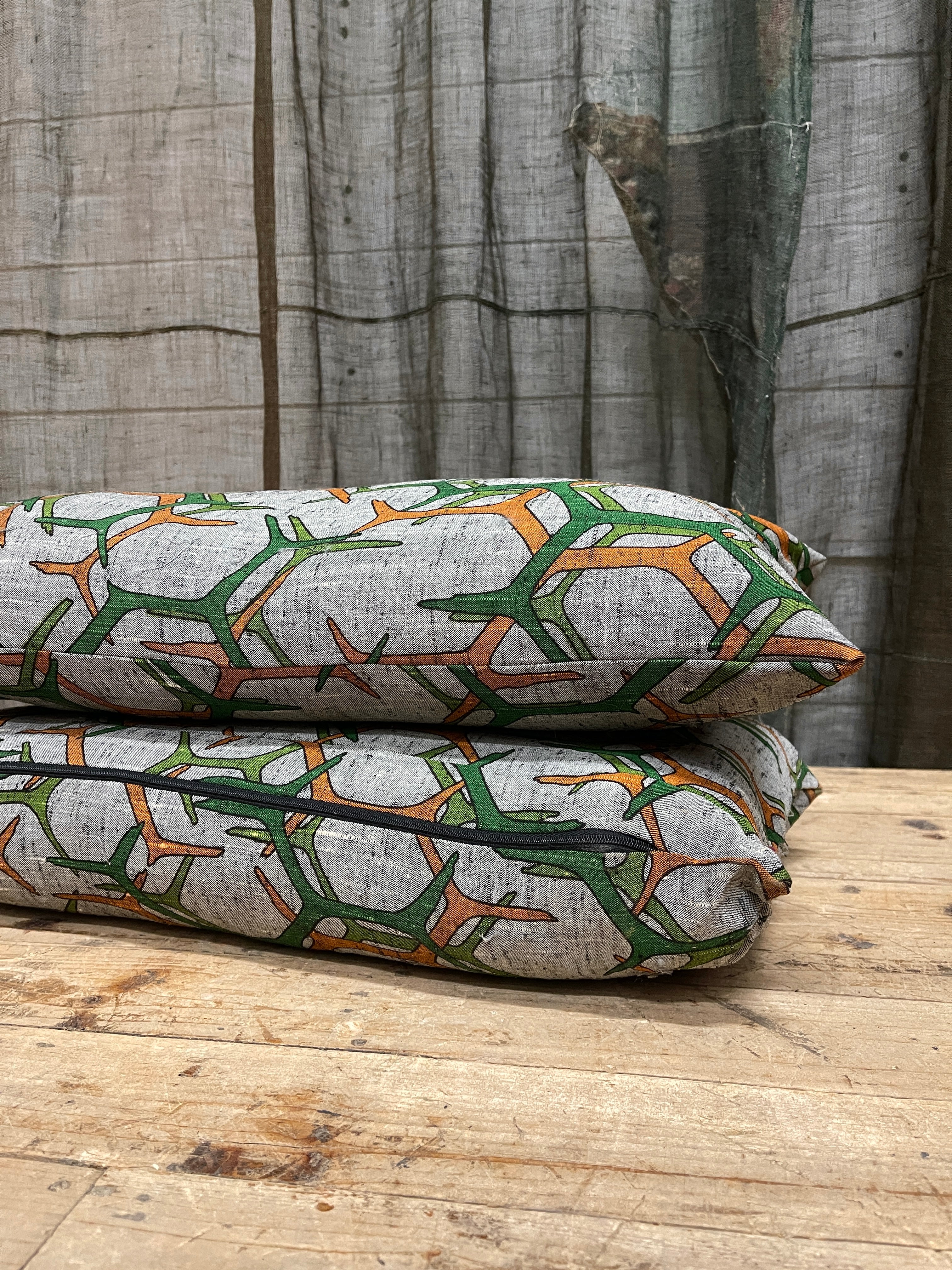 Rectangular Cushions Covered with Japanese Vintage Silk