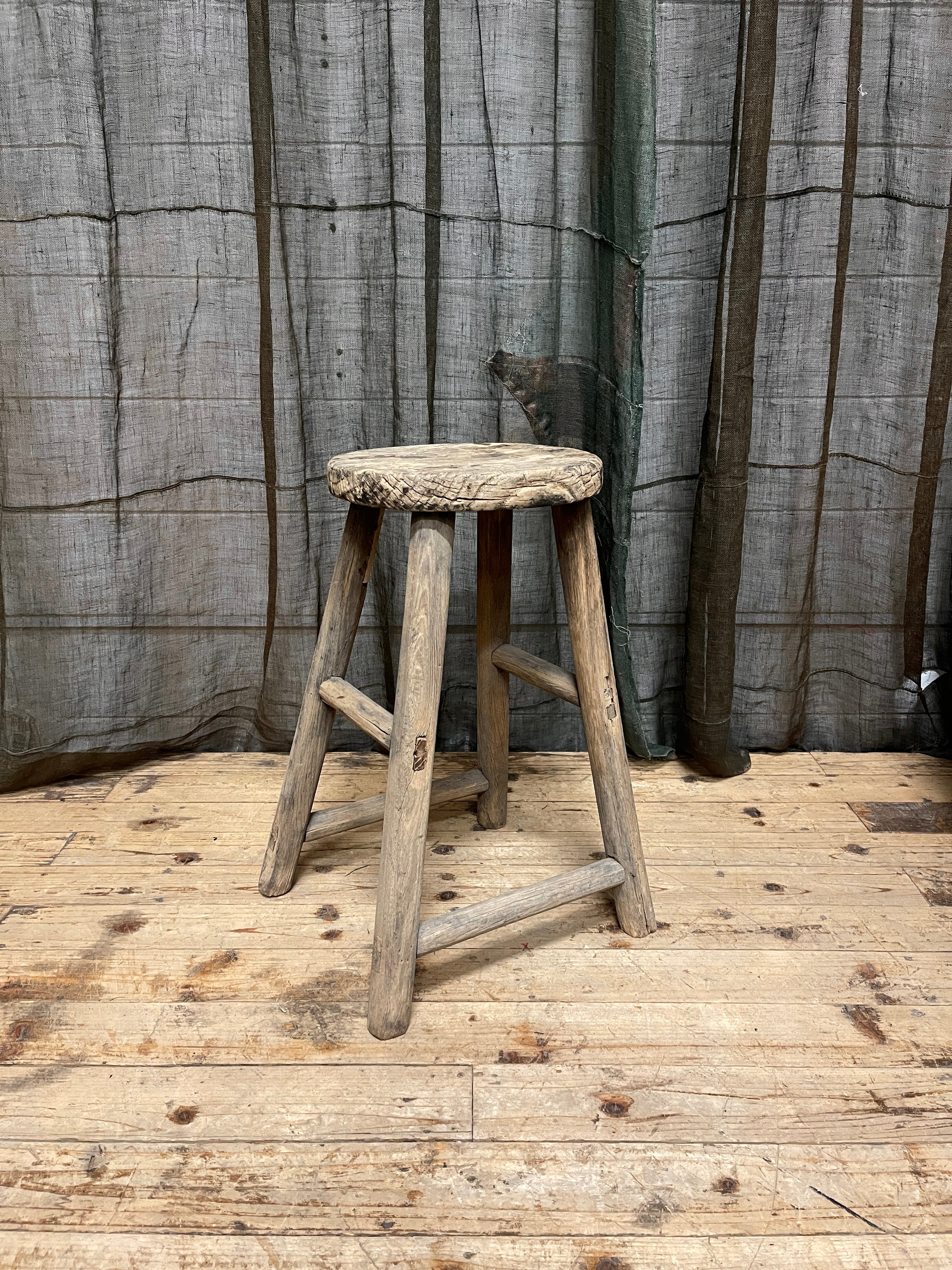 Vintage Chinese Provincial Elm Stool