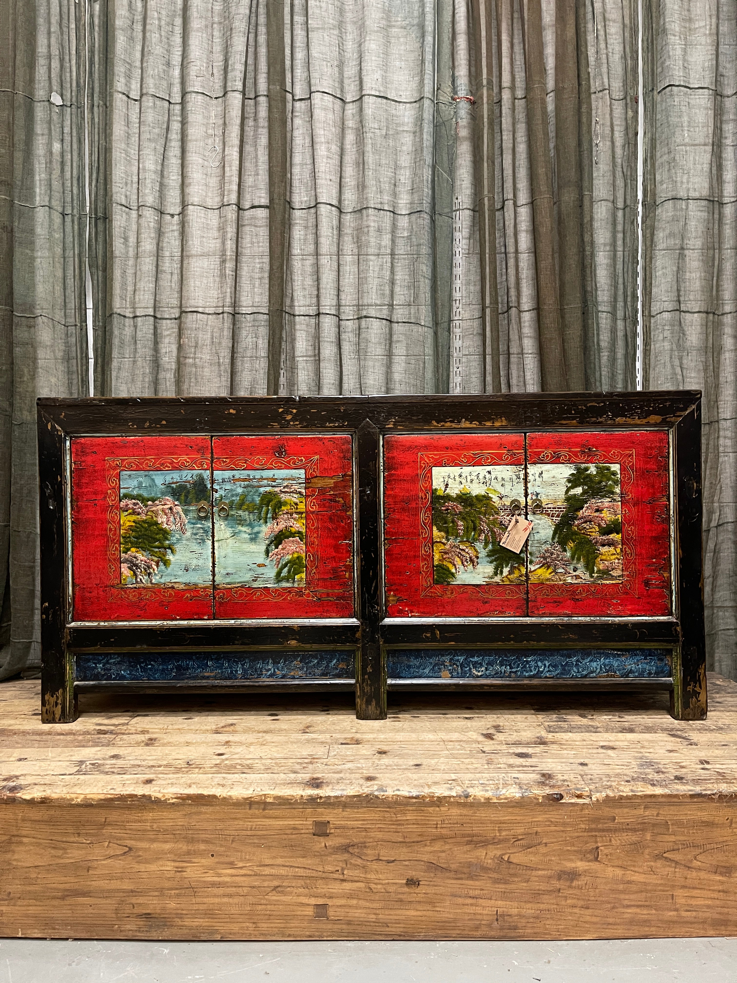 Antique Chinese Sideboard with Original Painted Finish, Elm | c.1900