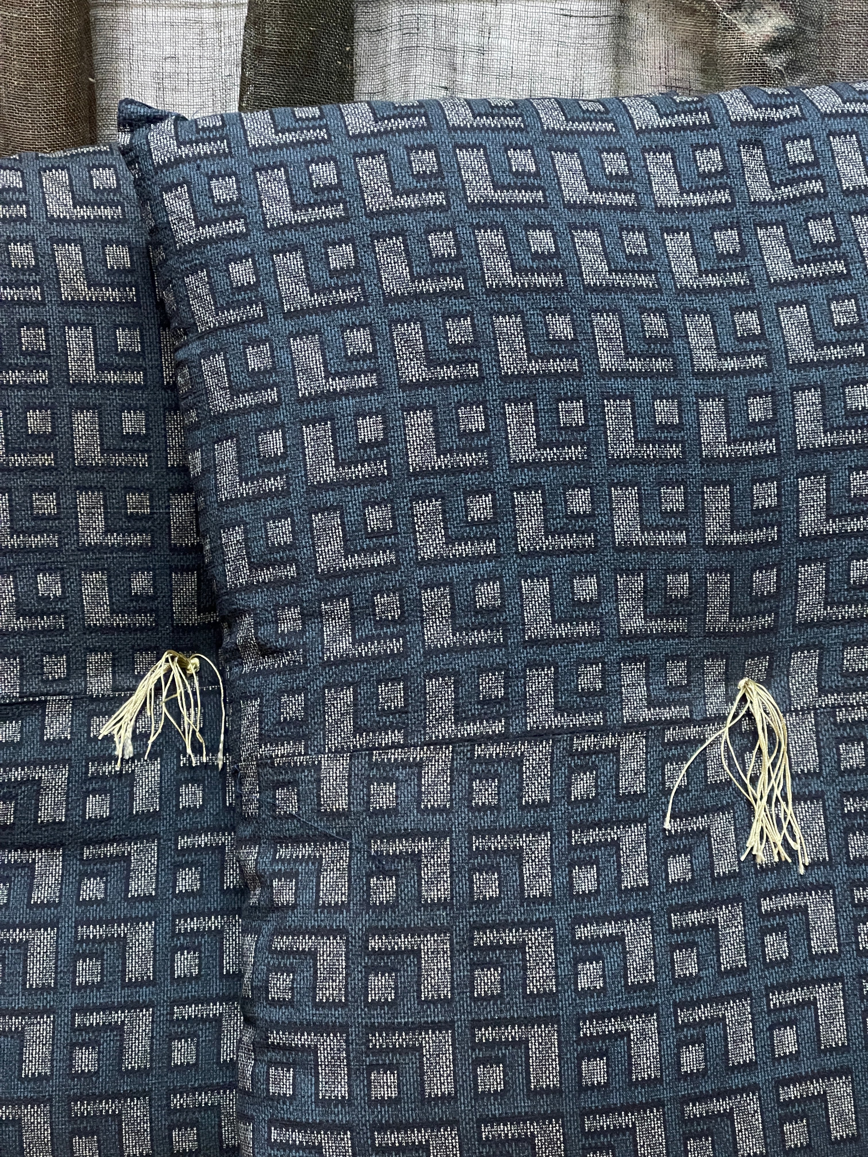 Pair Of Floor Cushions Covered with Vintage Kimono Fabric