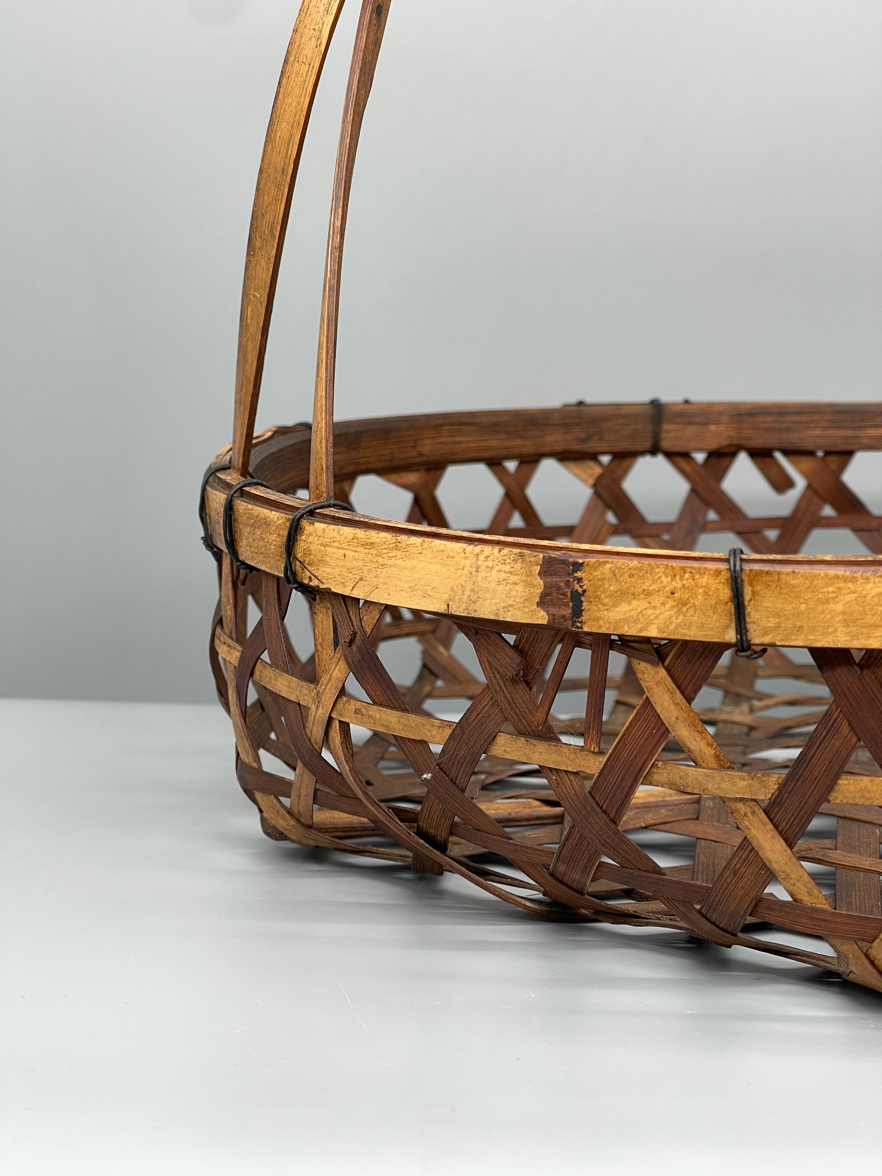 Vintage Japanese Mutsume-ami Style Ikebana Basket - Bamboo