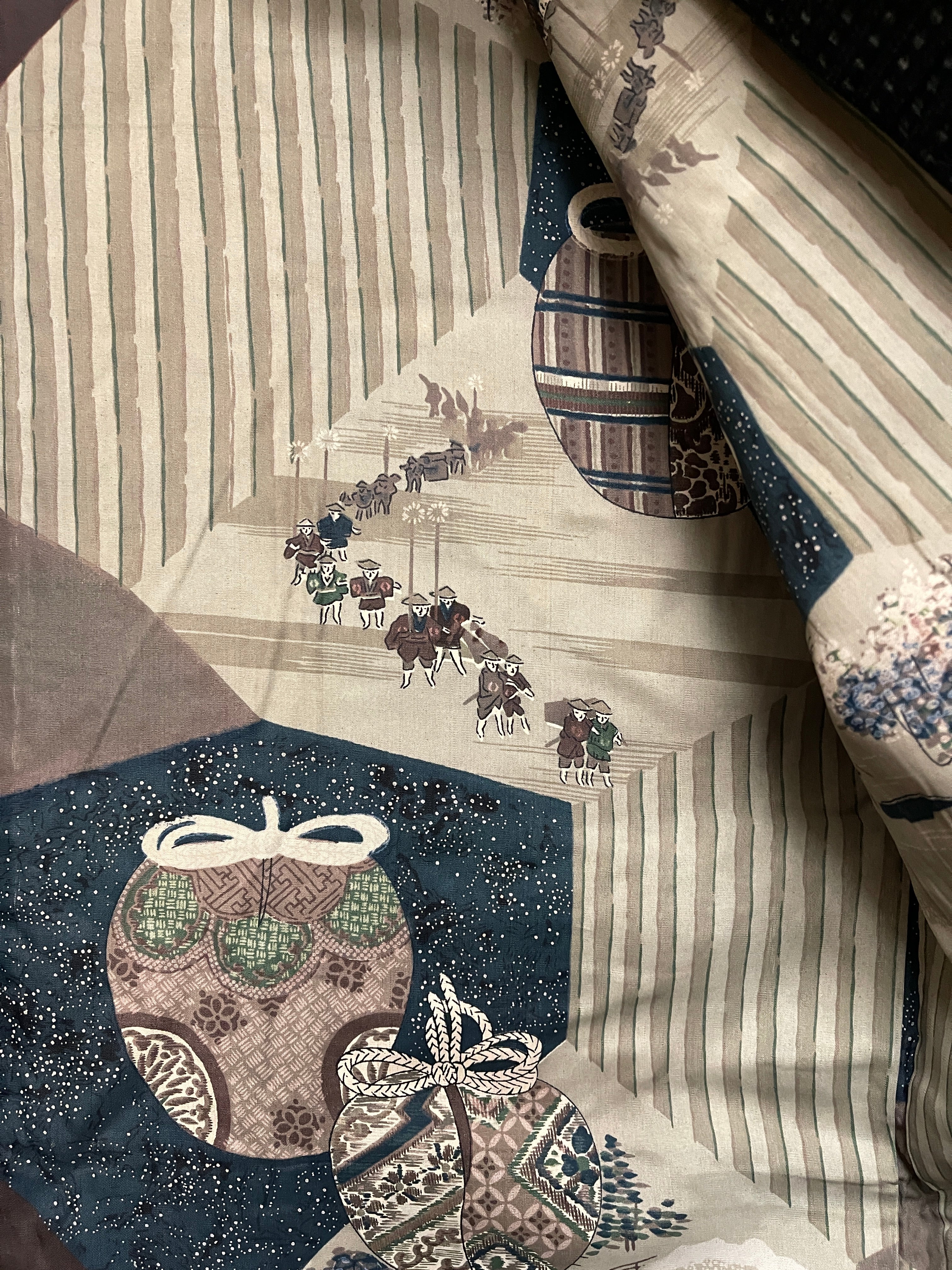 Japanese Haori-Kimono Cotton Jacket - Indigo Kasuri