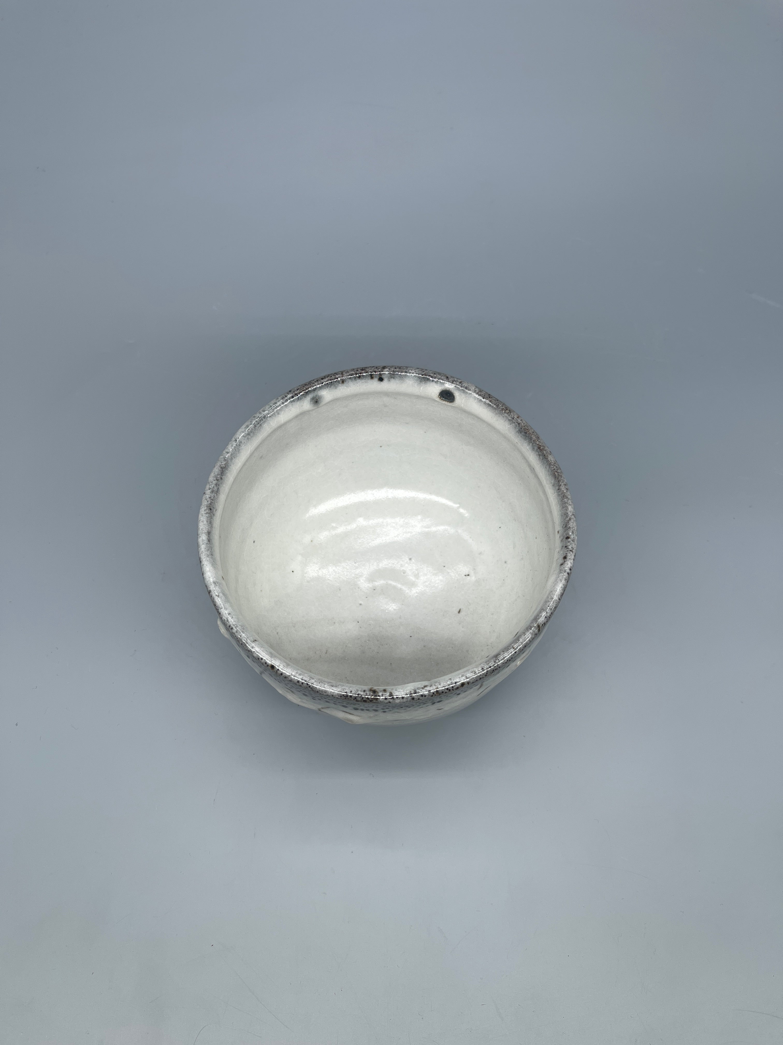 Vintage Japanese Matcha Bowl, Chawan - Blue & White Shino Glaze