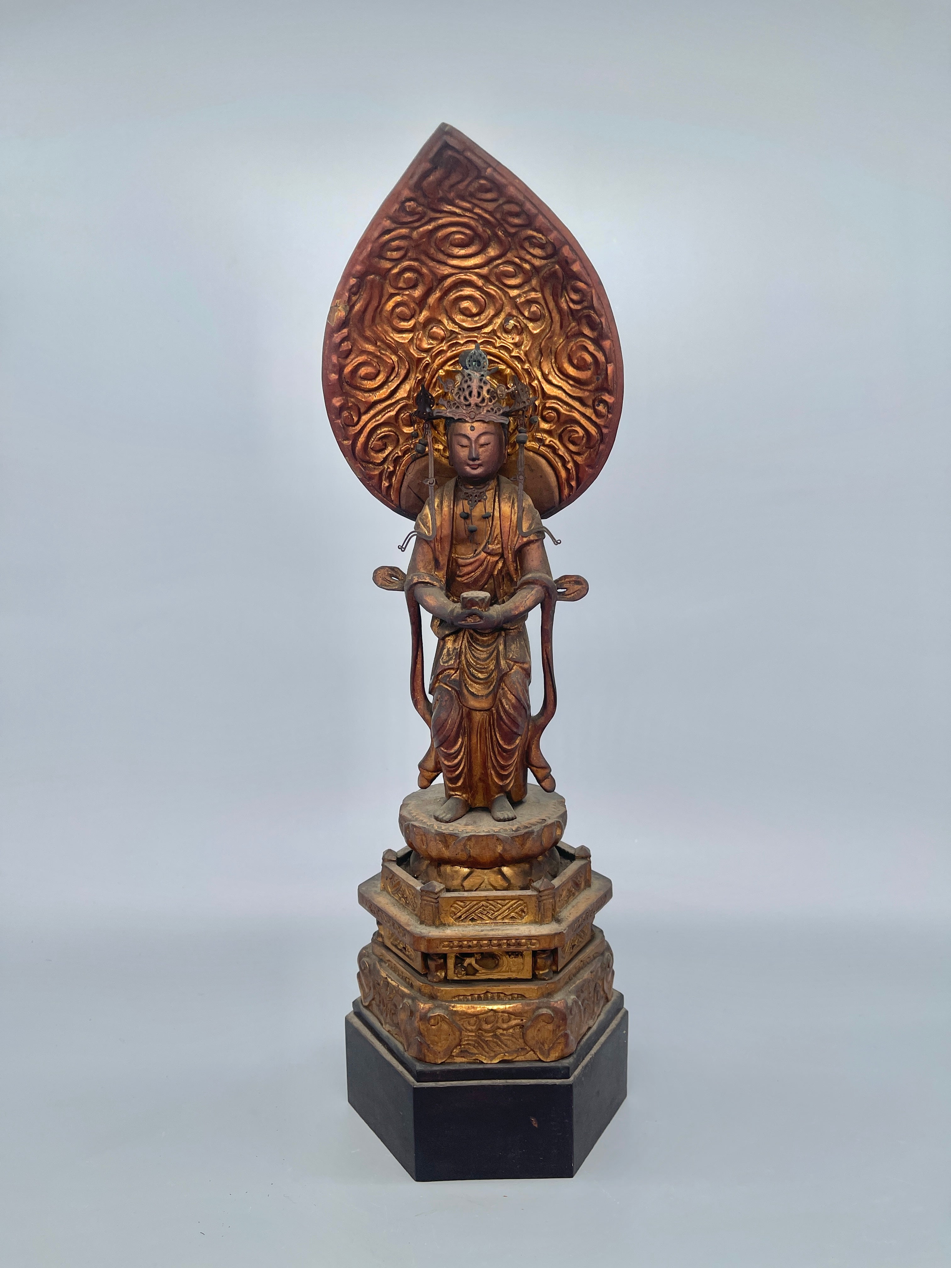 Antique Japanese Kannon-Bosatsu Carved Statue