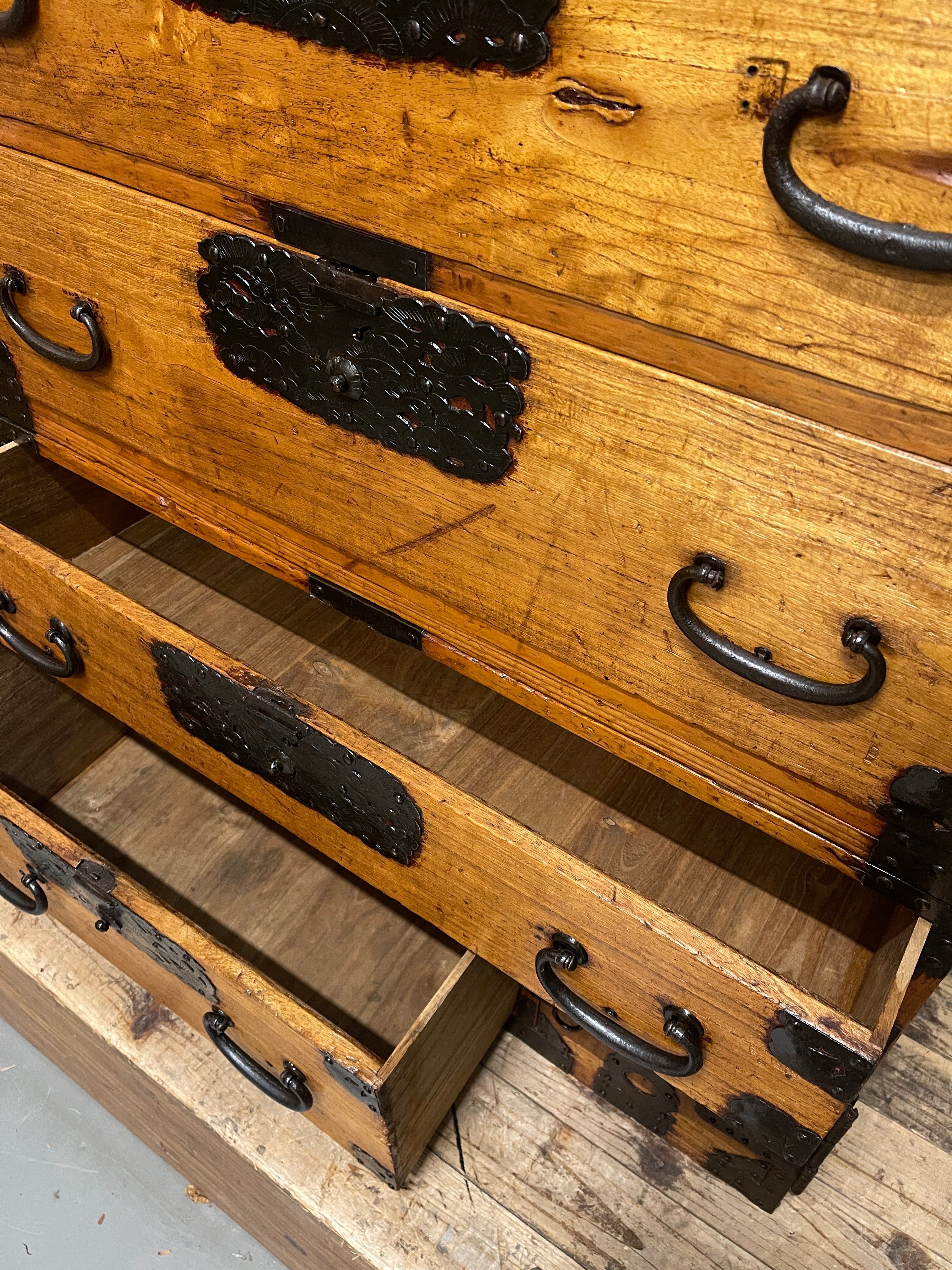 Japanese Kimono Storage Chest-on-Chest, Isho Dansu - Paulownia & Cypress | Meiji