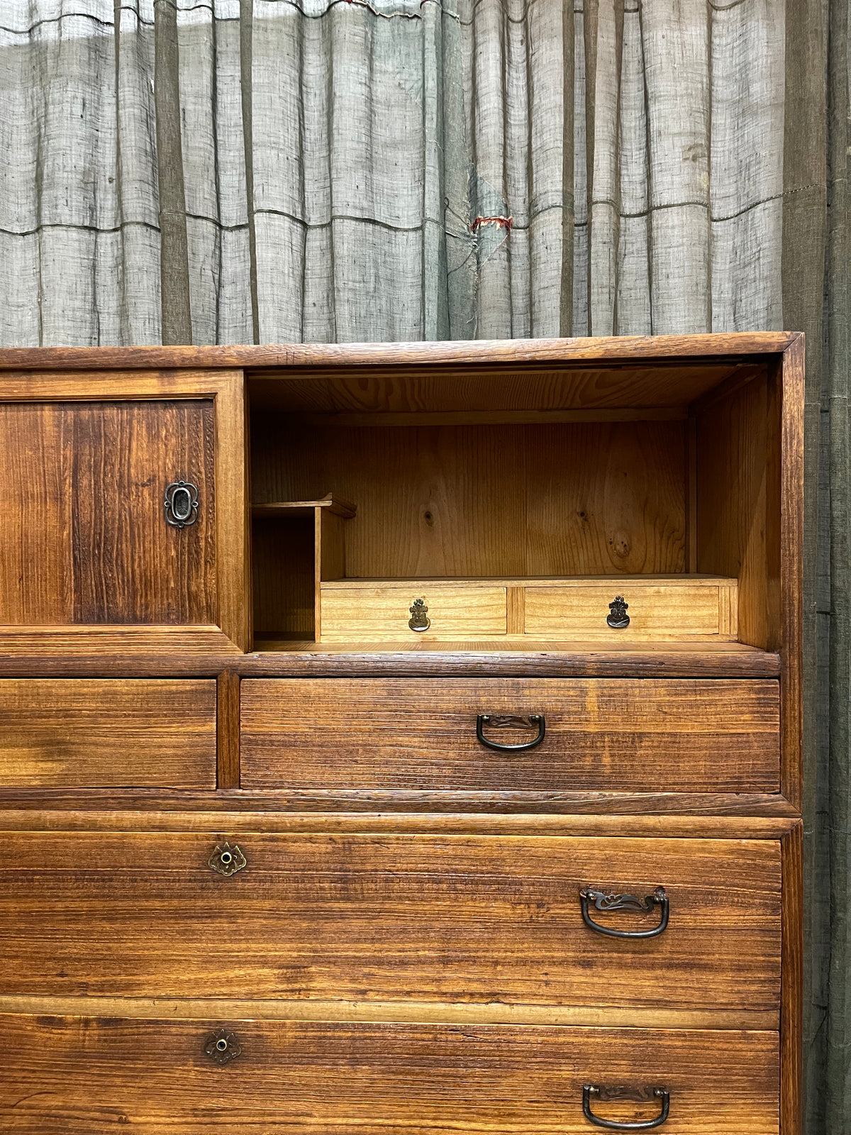 Japanese Three-Piece Kimono Chest of Drawers - Paulownia | Showa
