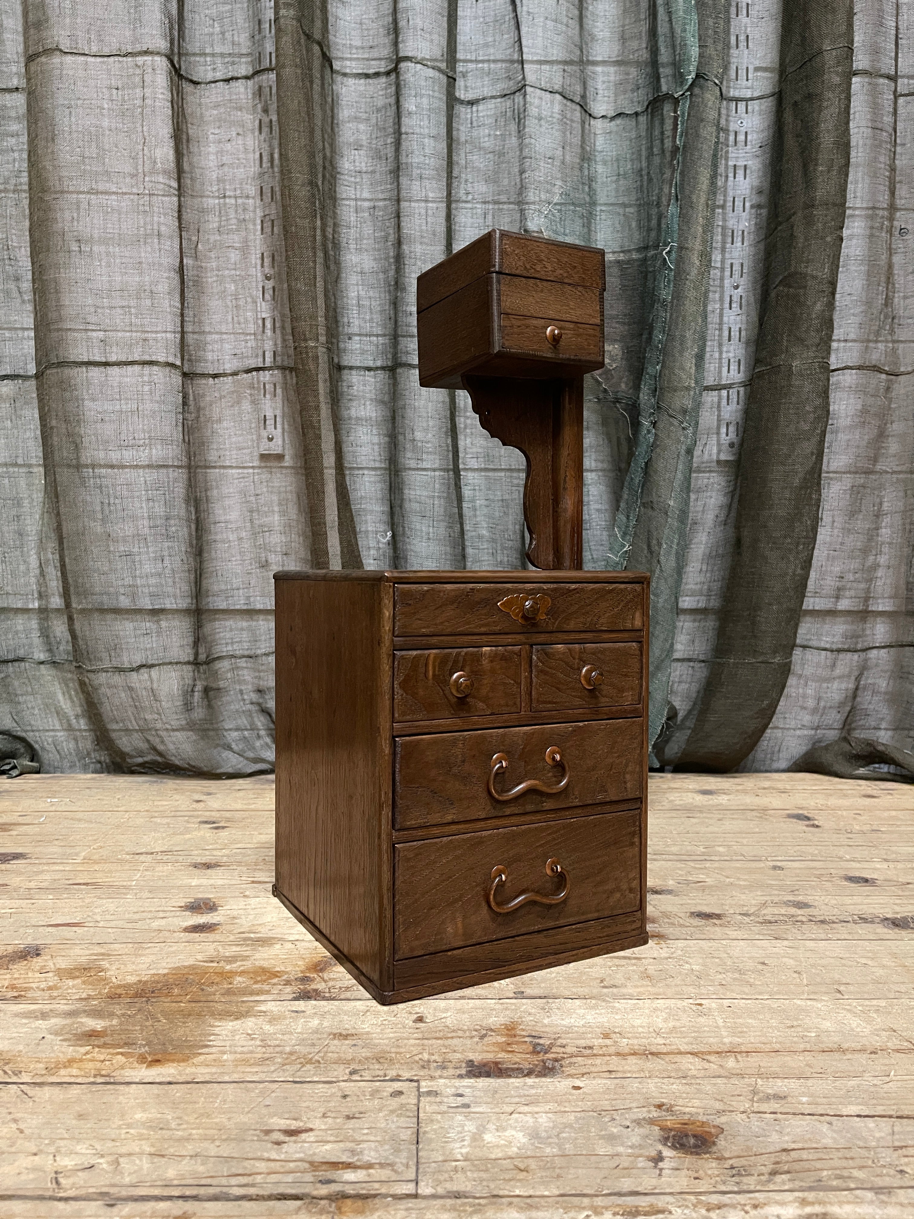 Vintage Japanese Sewing Box, Hari Bako - Elm | 1930's