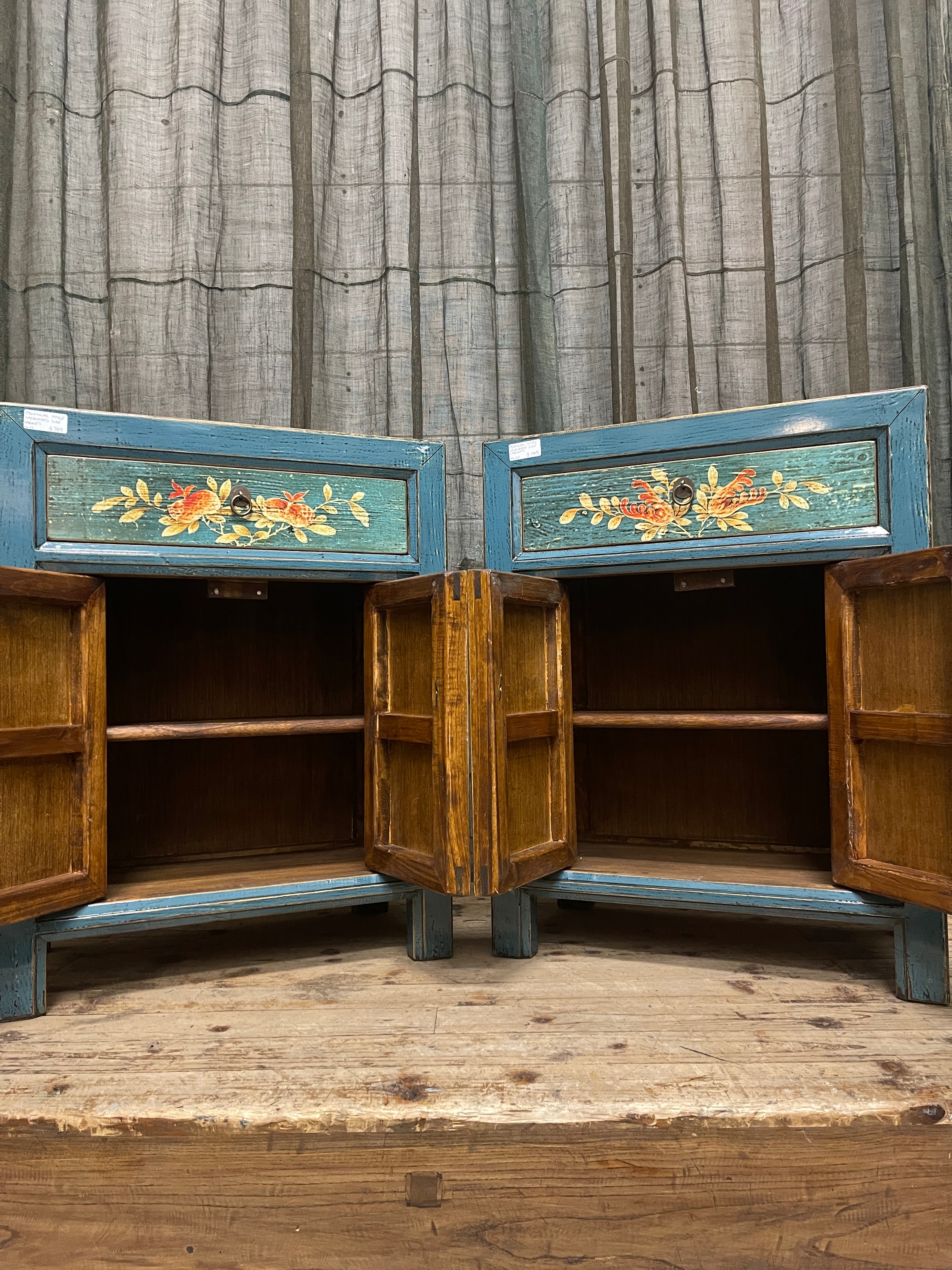 Chinese Blue Lacquered Side Cabinet