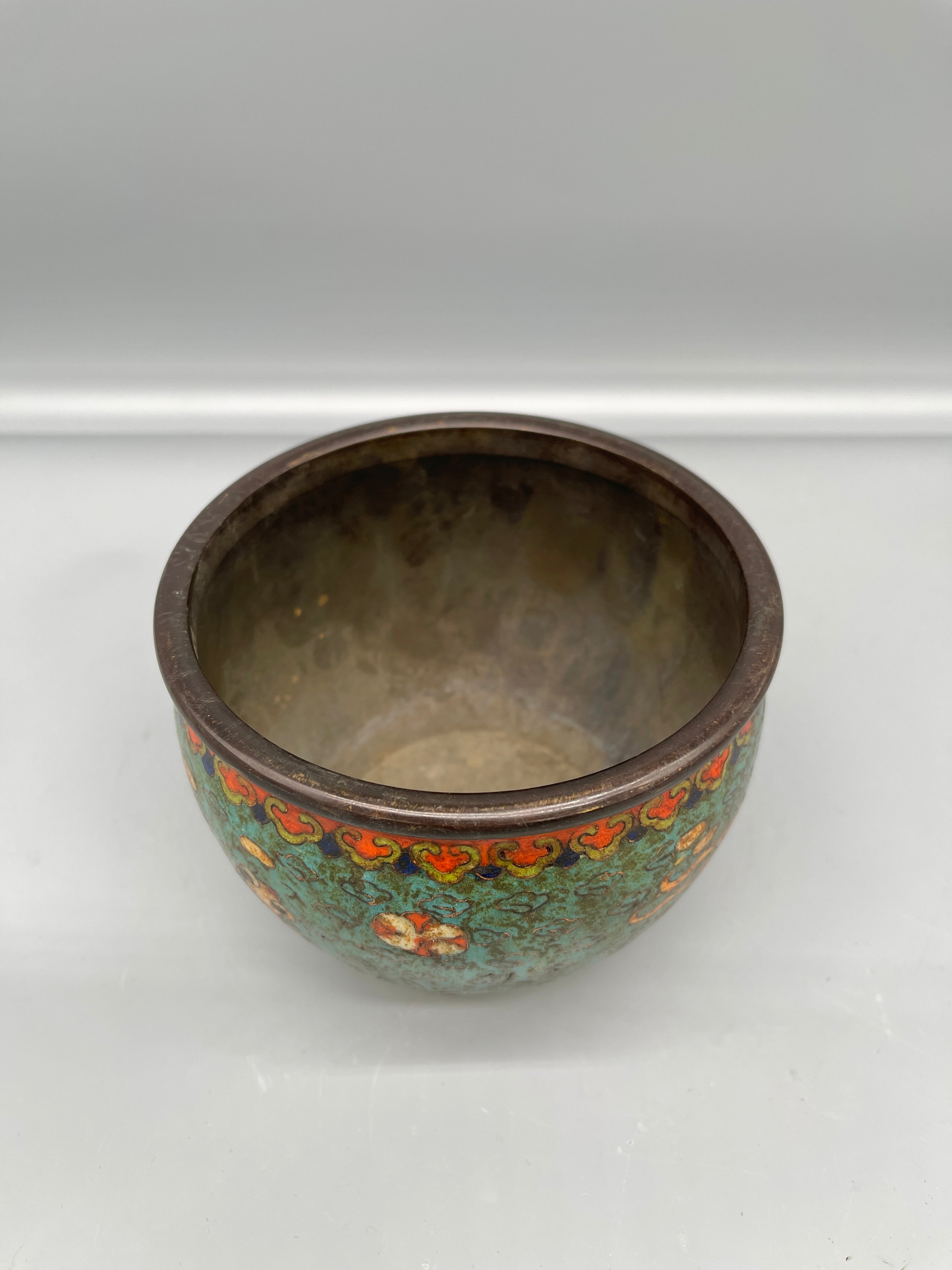 Vintage Chinese Cloisonne Bronze Bowl