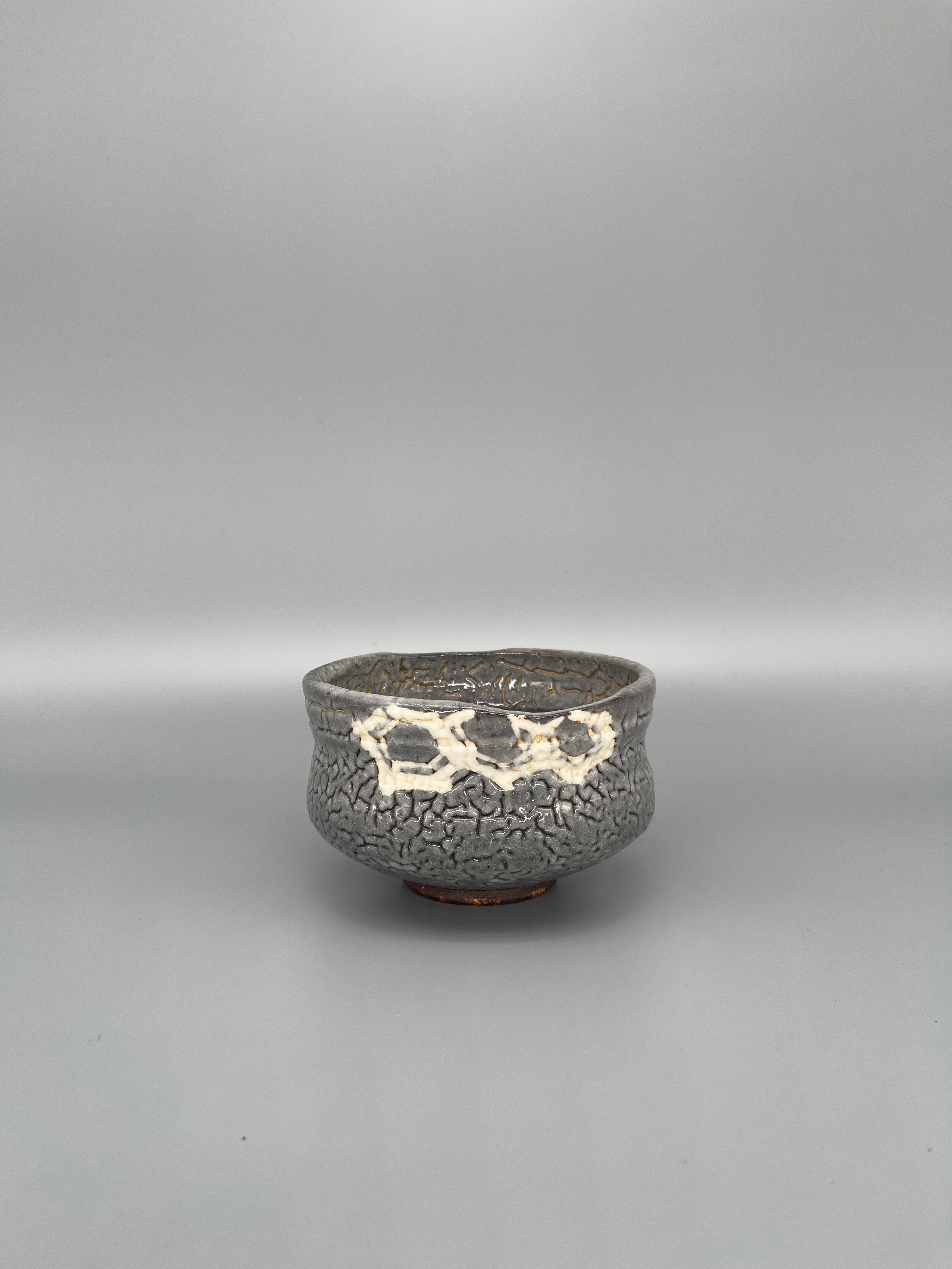 Vintage Japanese Matcha Bowl, Chawan - Blue Crackle Glaze