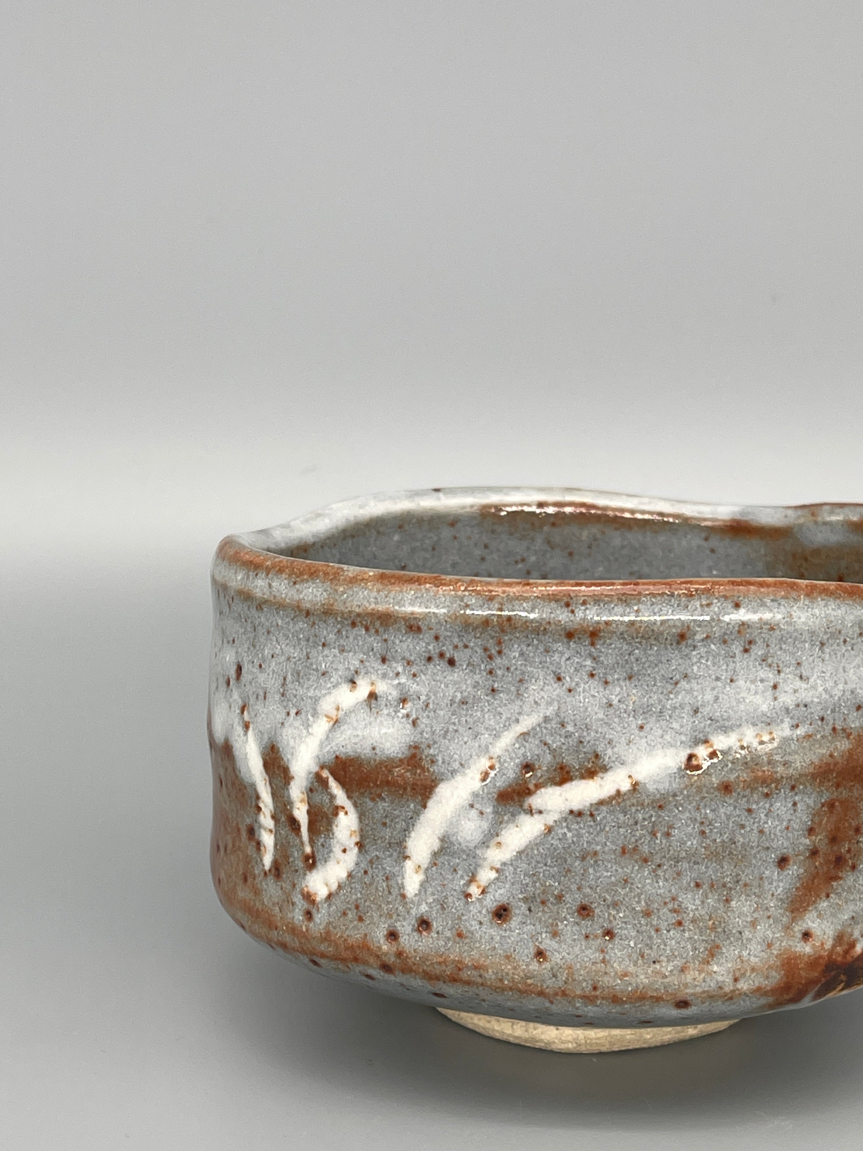 Vintage Japanese Matcha Bowl, Chawan - Blue Drip Glaze