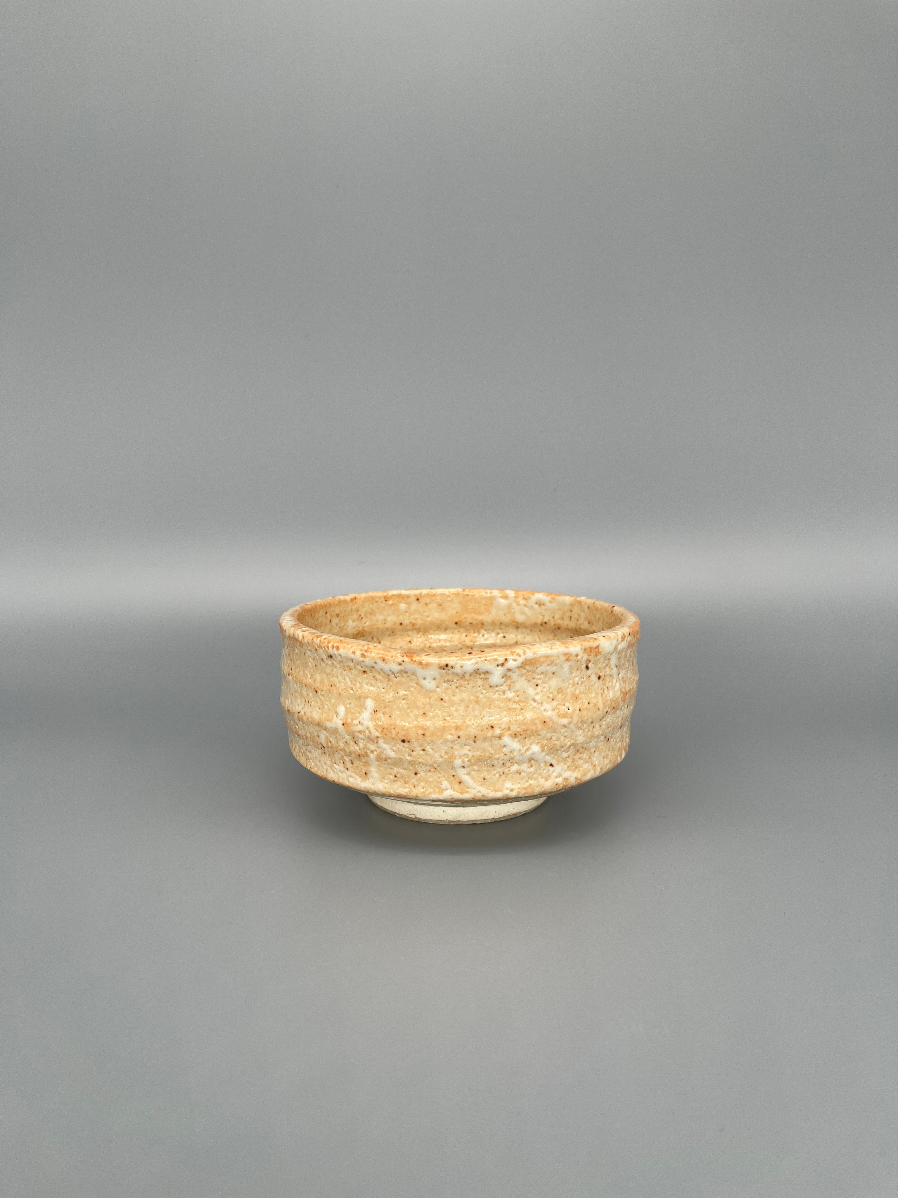 Vintage Japanese Matcha Bowl, Chawan - Orange & White Shino Glaze