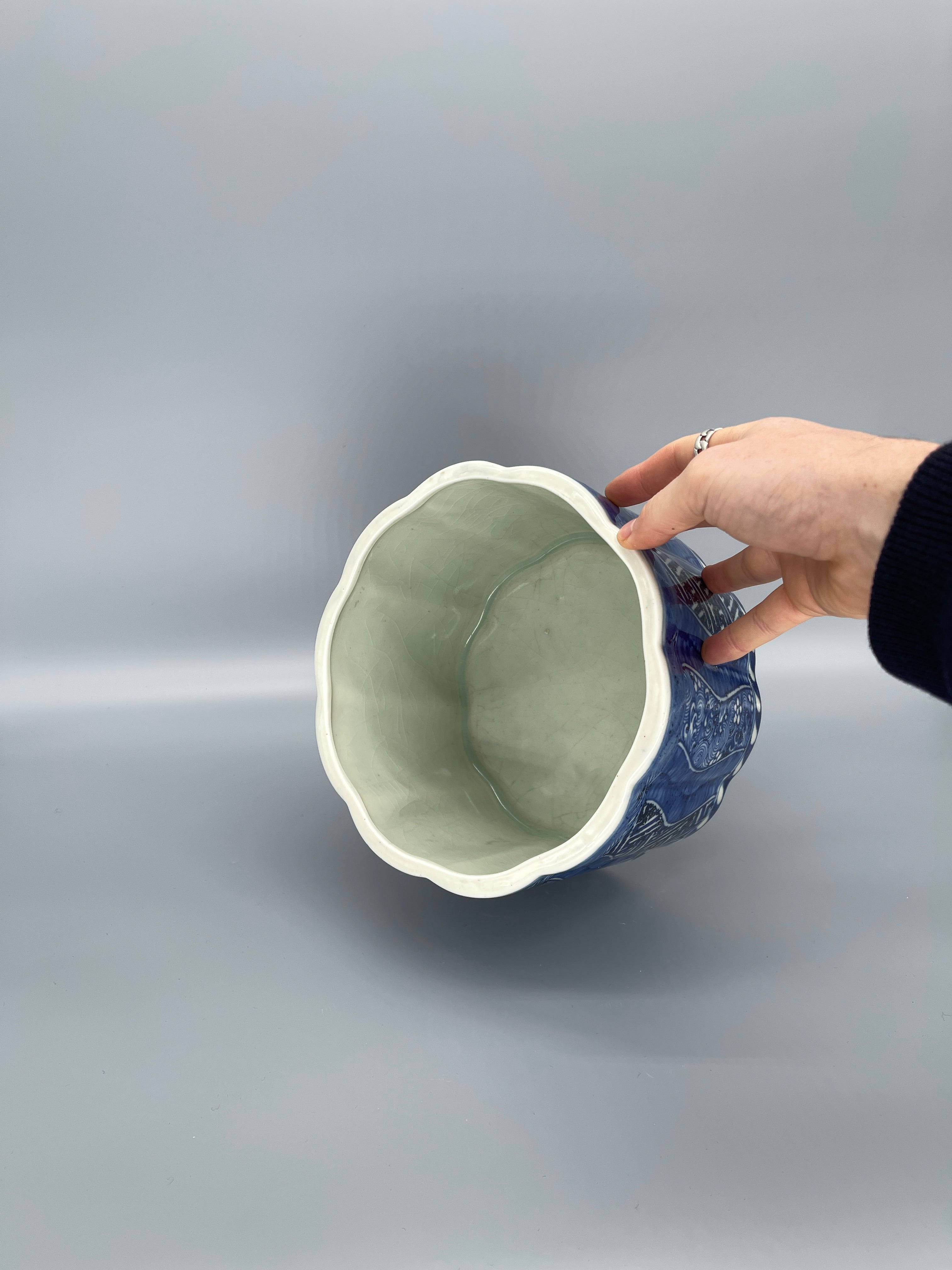 Vintage Japanese Ceramic Brush Pot | 1920's