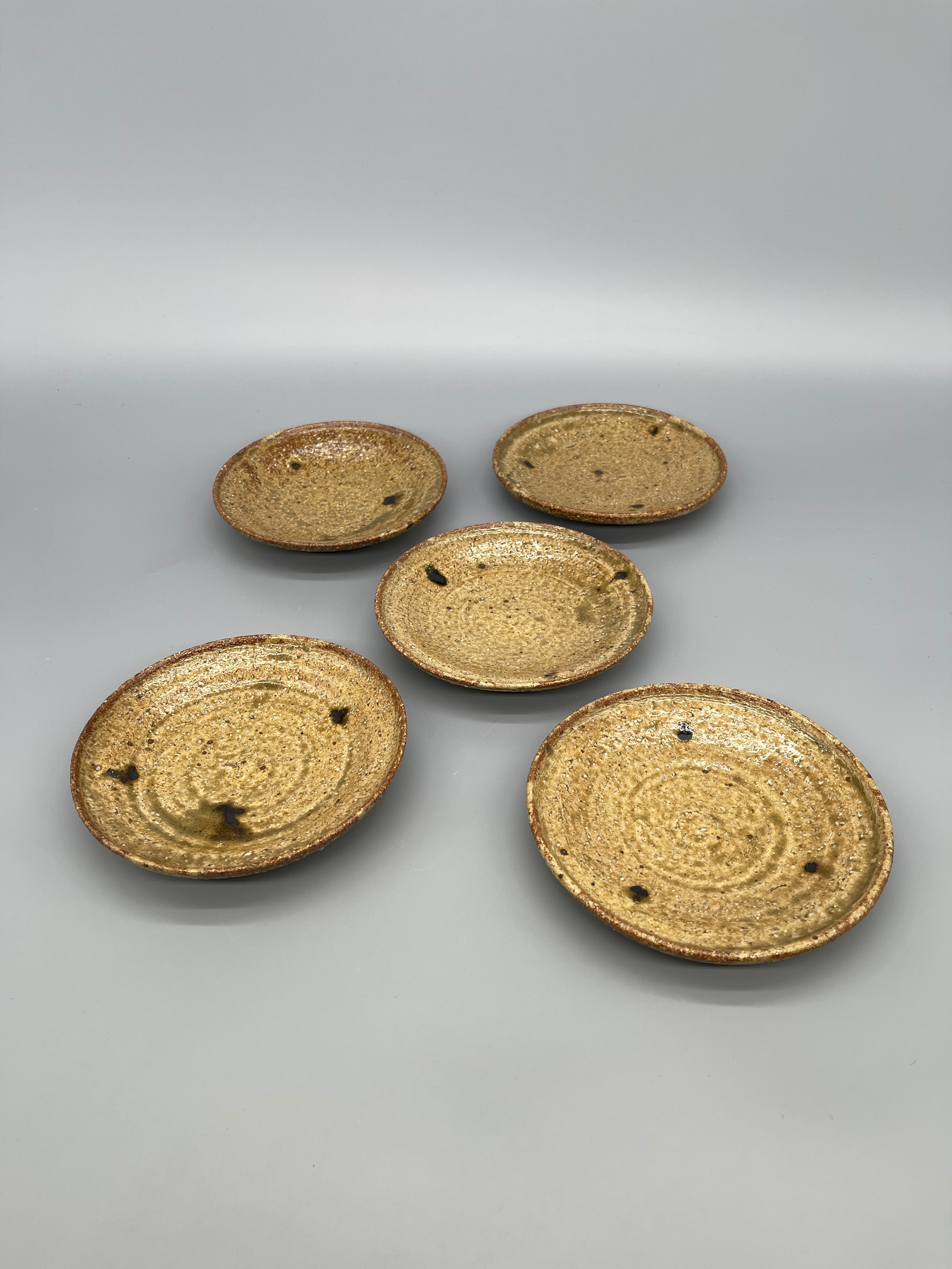 Set of Vintage Japanese Small Side Plates, Earthy Glaze
