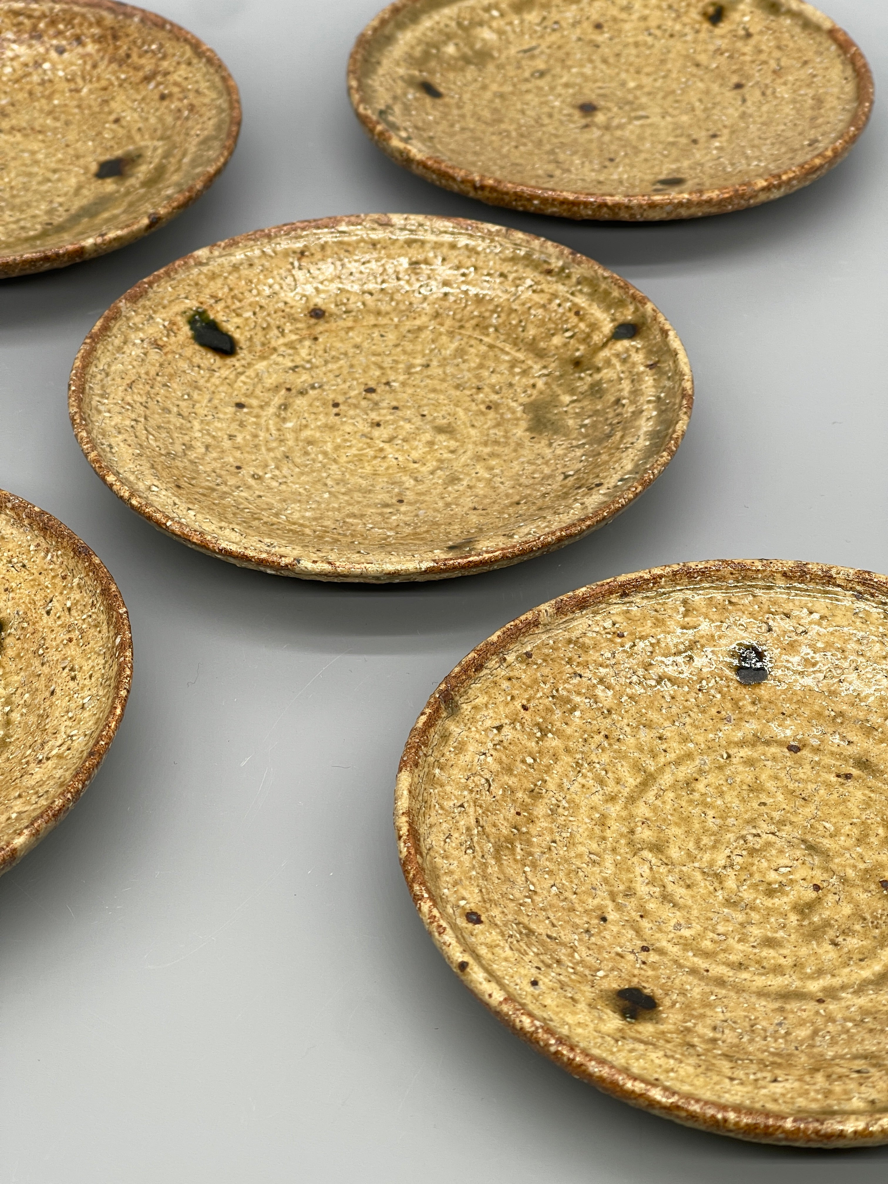 Set of Vintage Japanese Small Side Plates, Earthy Glaze