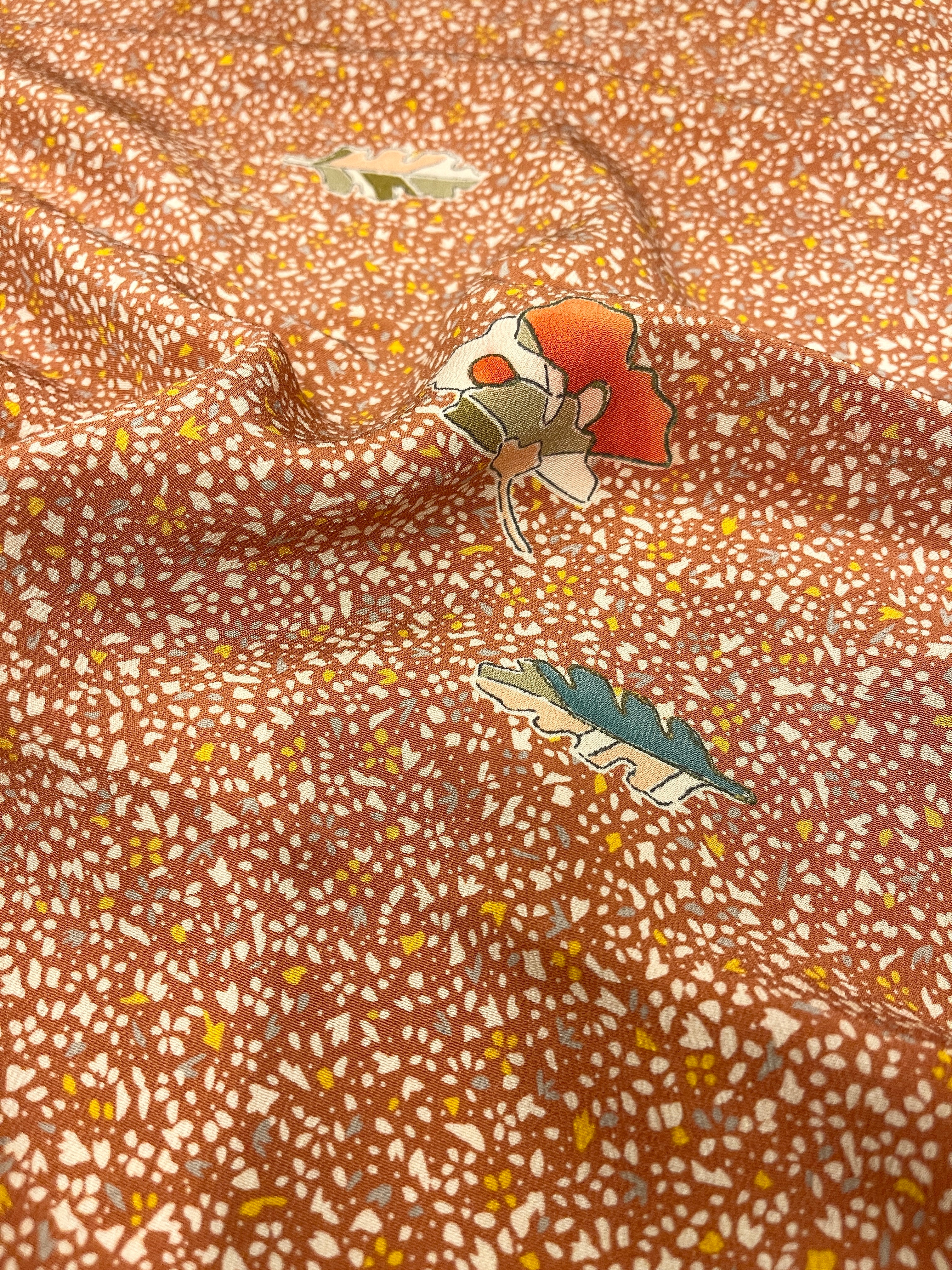 Japanese Silk Fabric Flower Print
