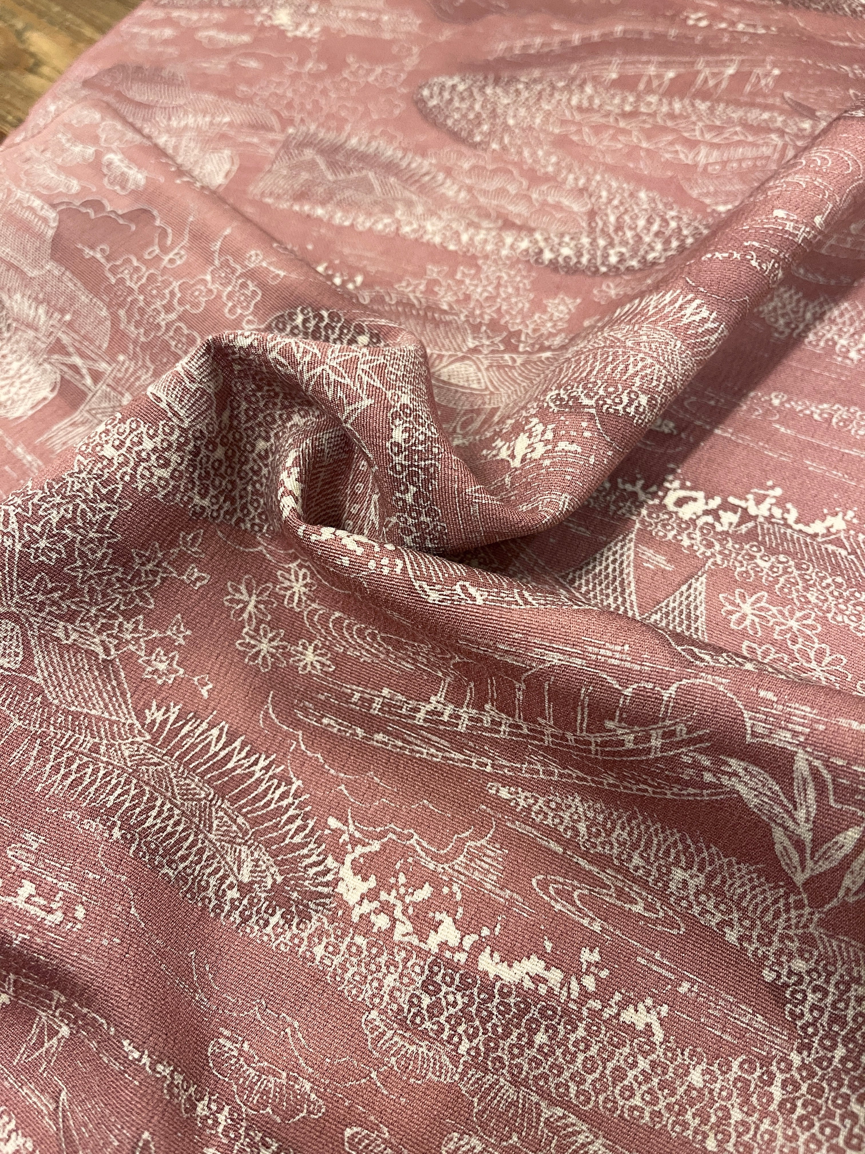 Japanese Silk Fabric Village Scenery