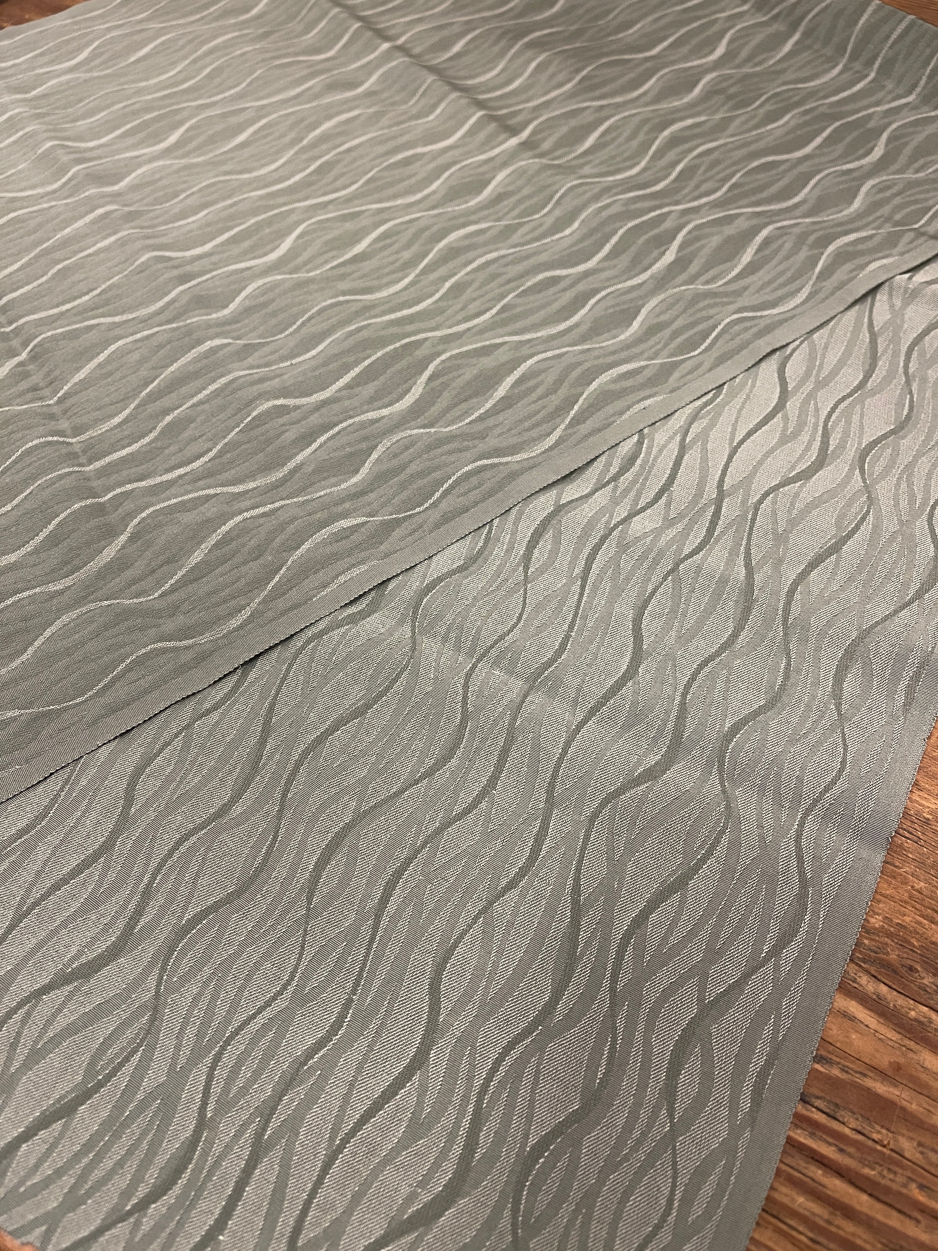 Japanese Silk Fabric Matcha Linear Wave Pattern