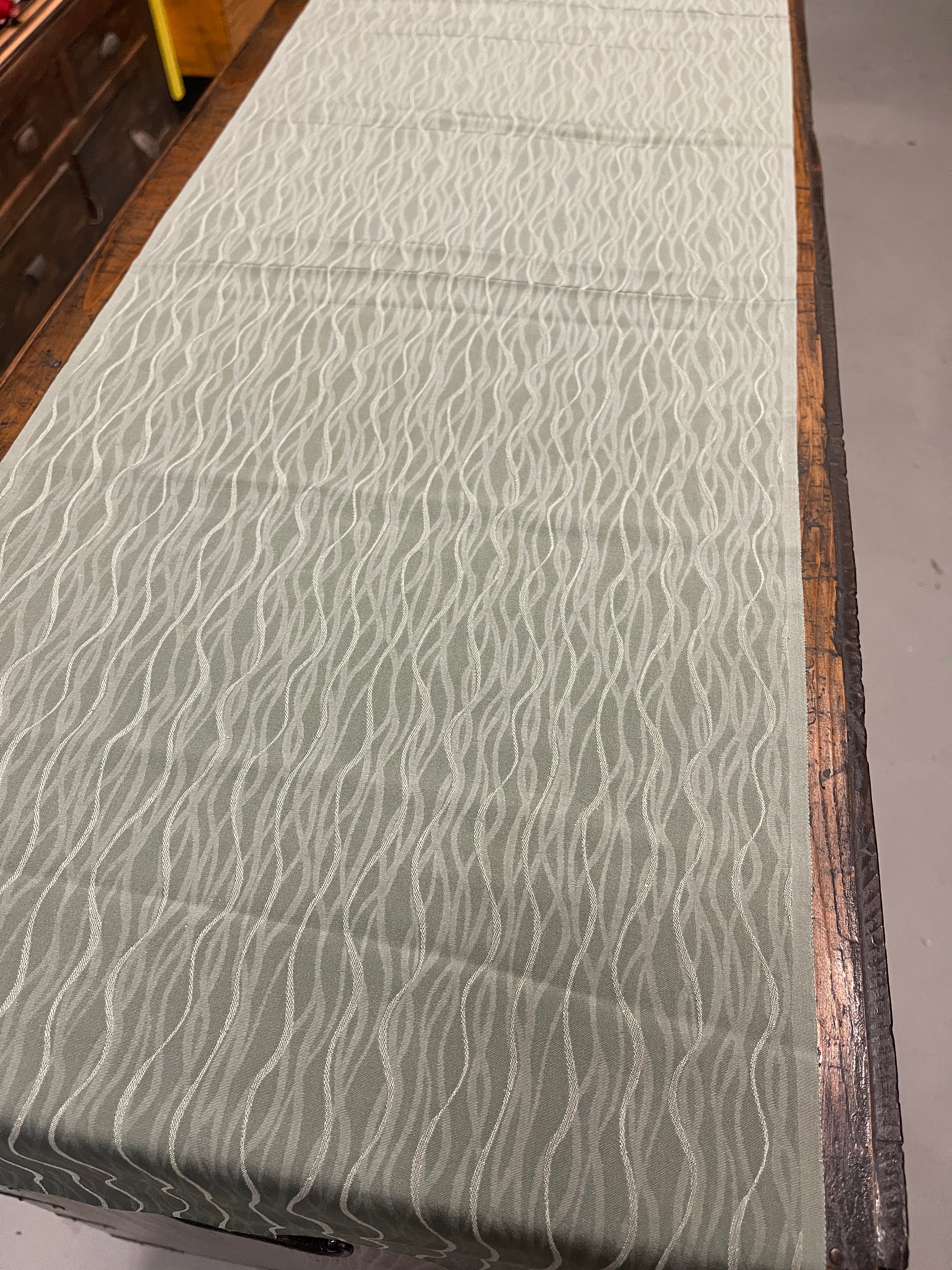 Japanese Silk Fabric Matcha Linear Wave Pattern