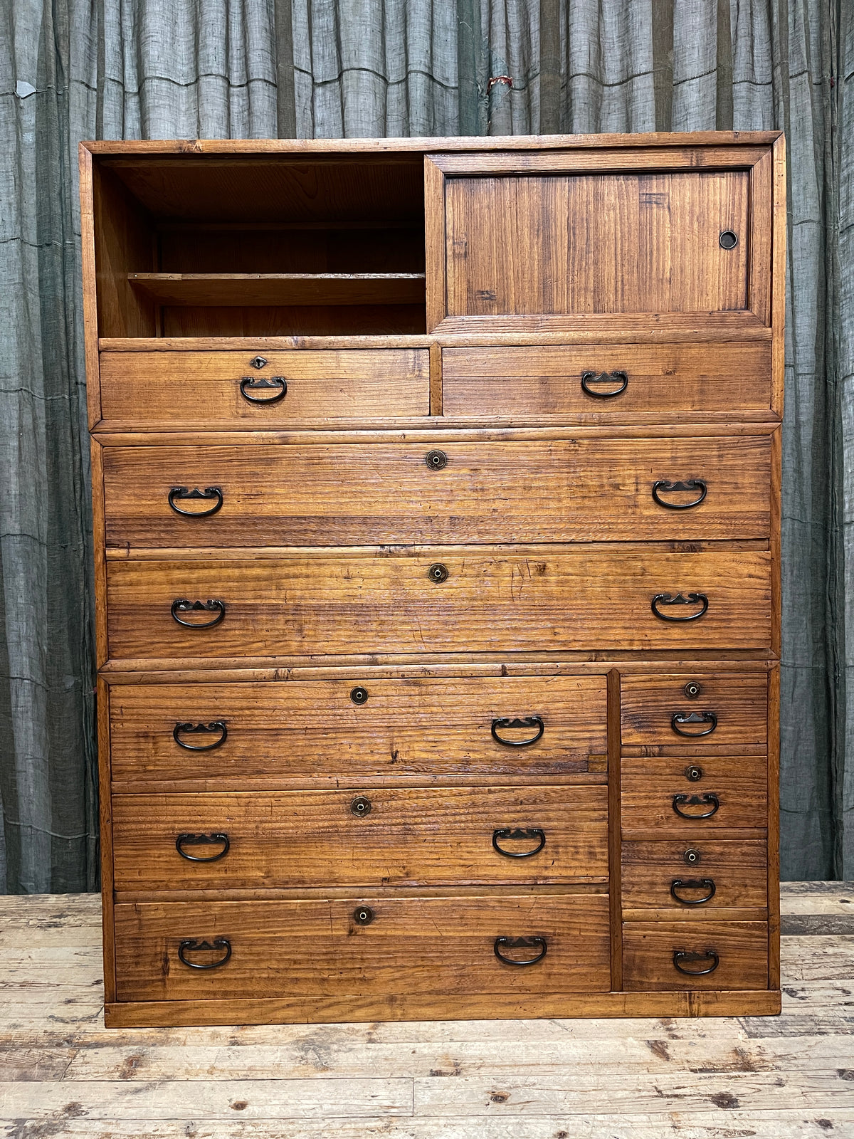 Vintage Japanese Three-Piece Kimono Chest of Drawers - Paulownia & Cedar| Showa