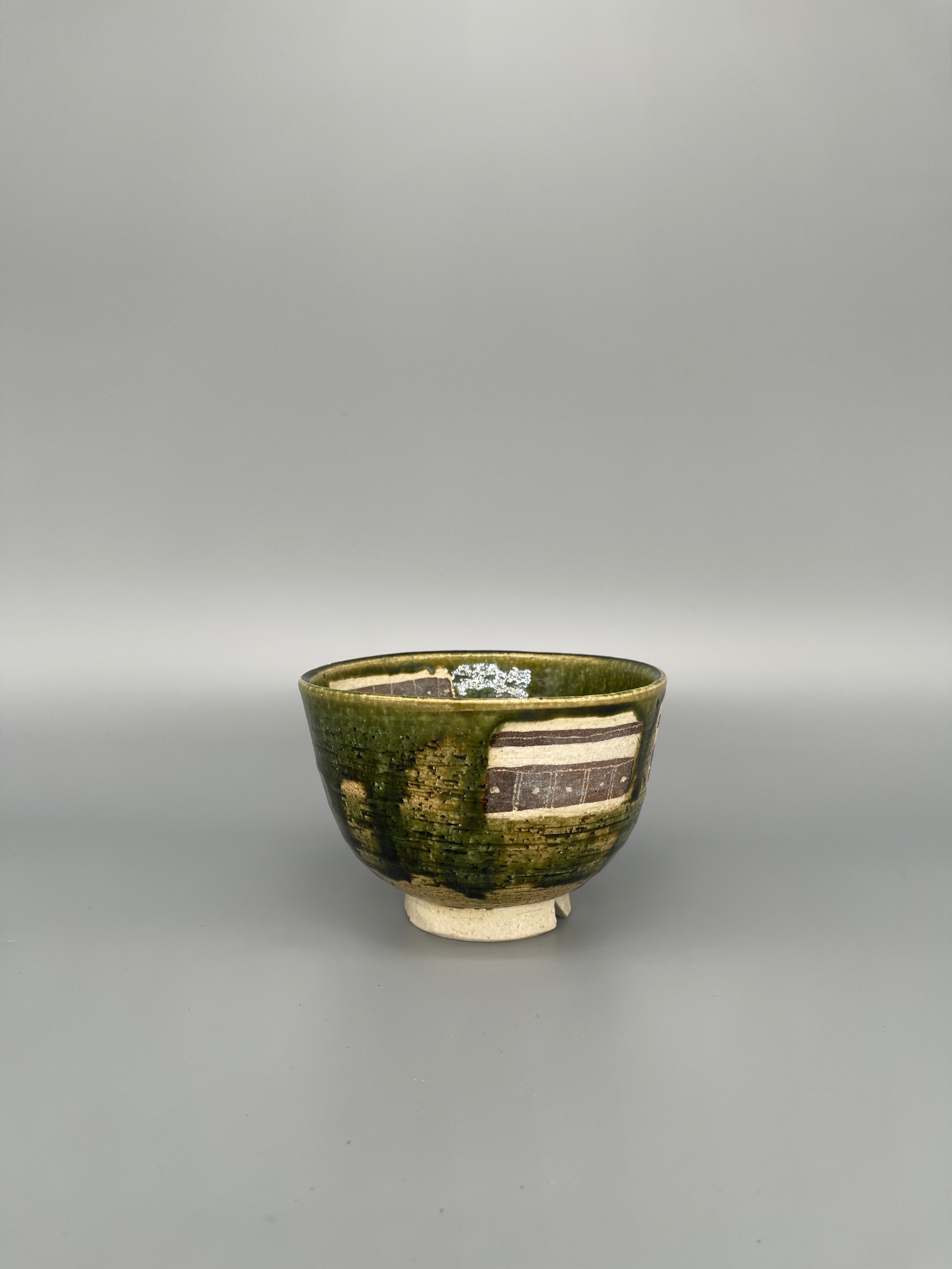 Vintage Japanese Matcha Bowl, Chawan - Oribe Glaze