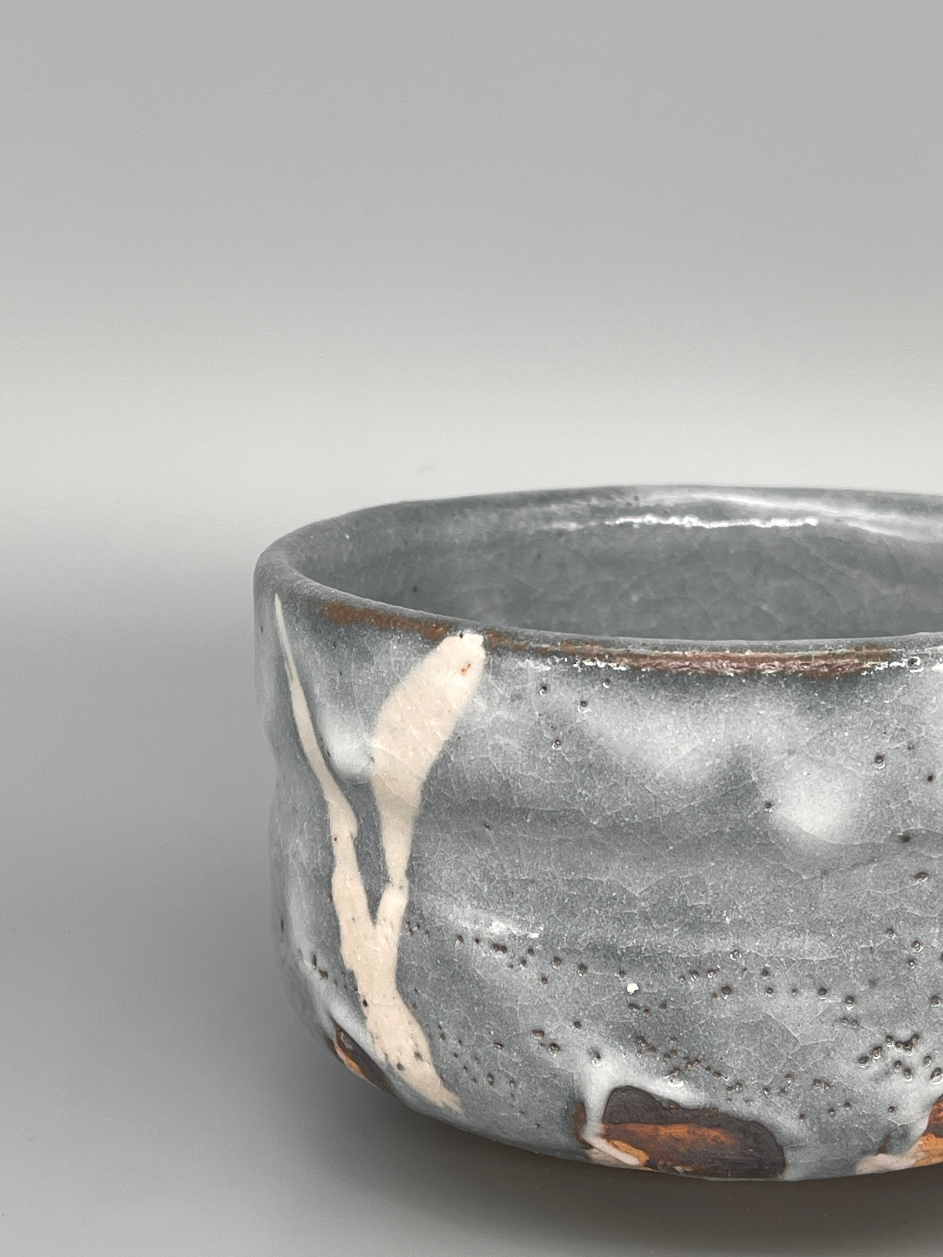 Vintage Japanese Matcha Bowl, Chawan - Blue Shino