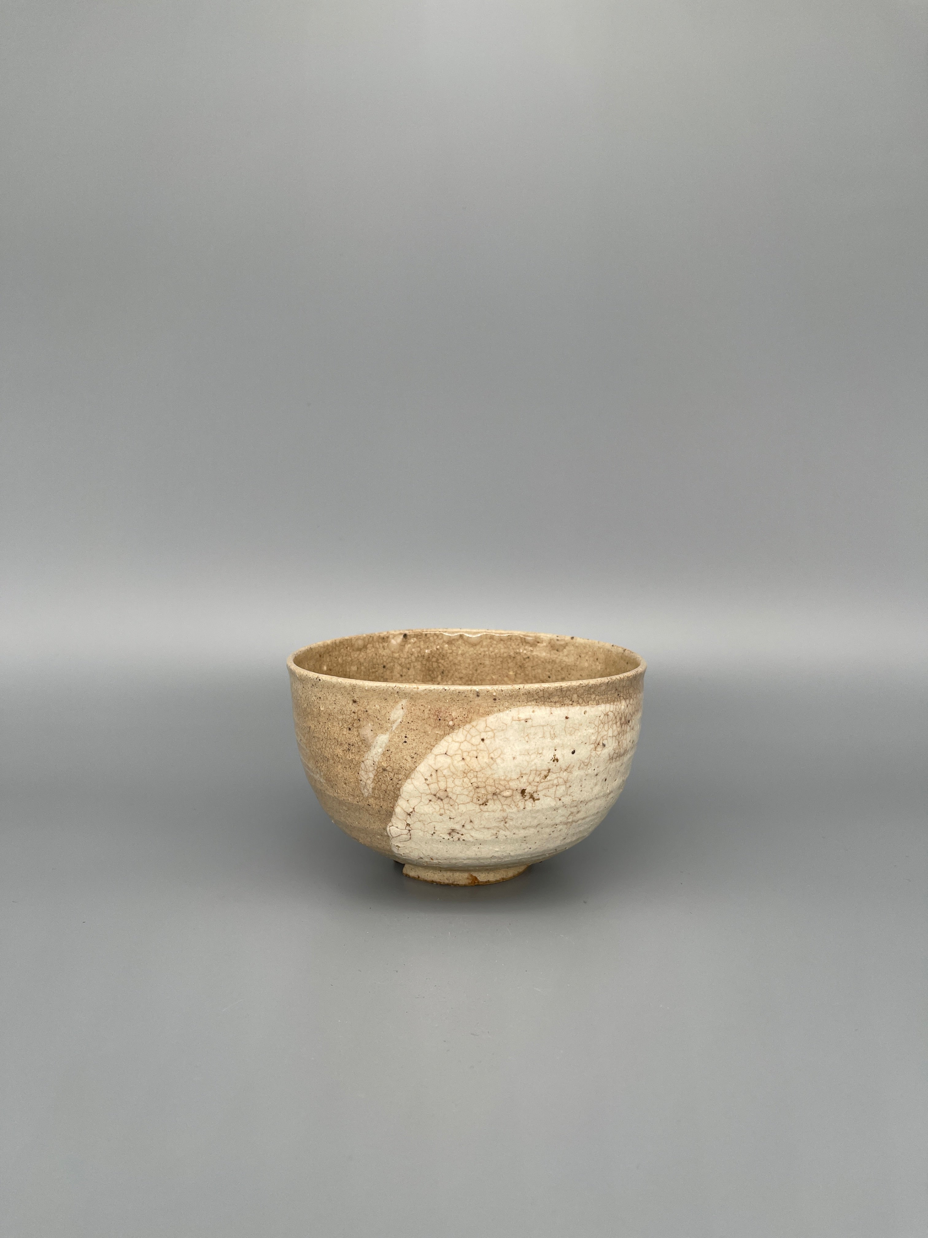 Vintage Japanese Matcha Bowl, Chawan - Brown & White Glaze