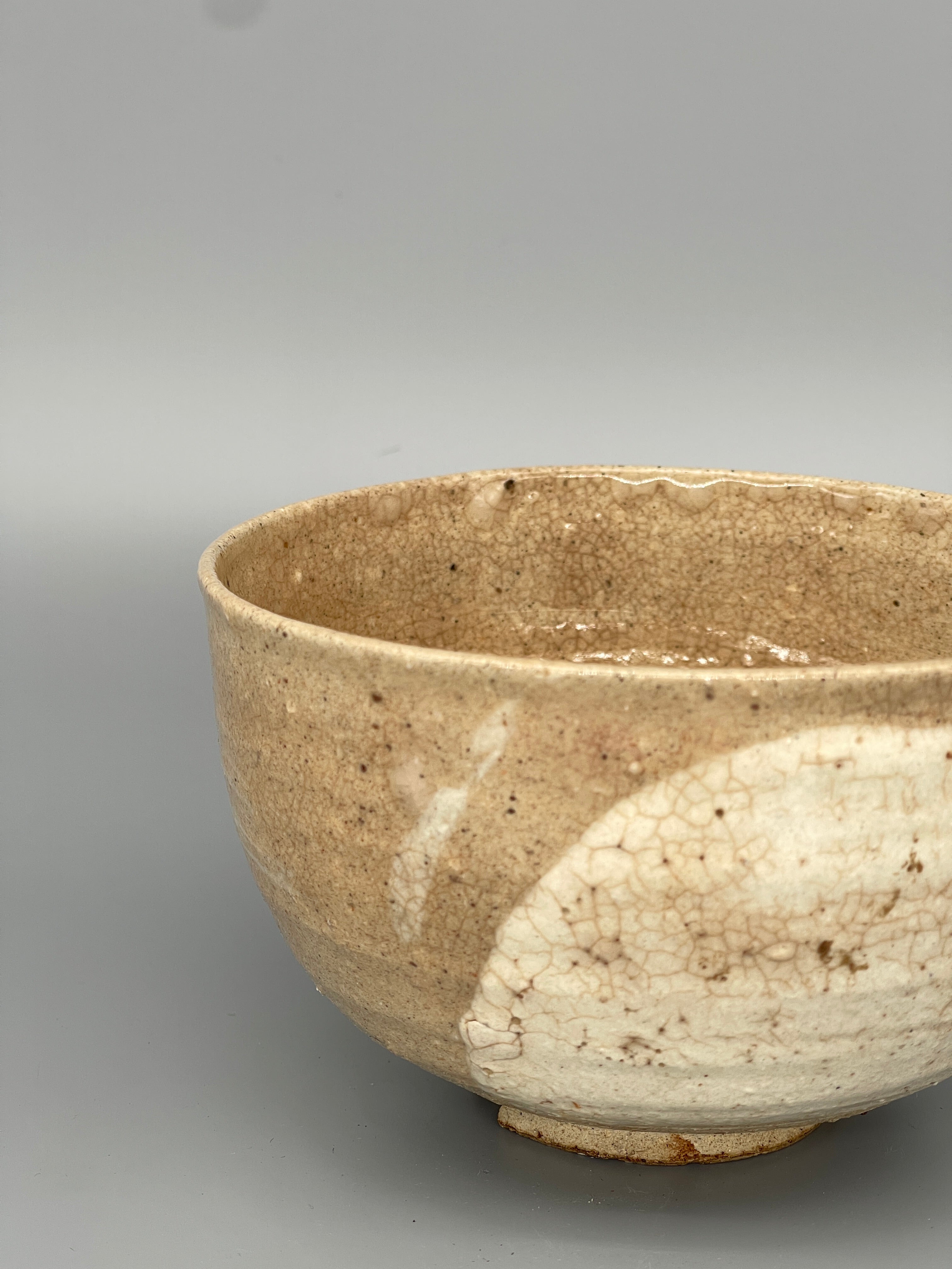 Vintage Japanese Matcha Bowl, Chawan - Brown & White Glaze