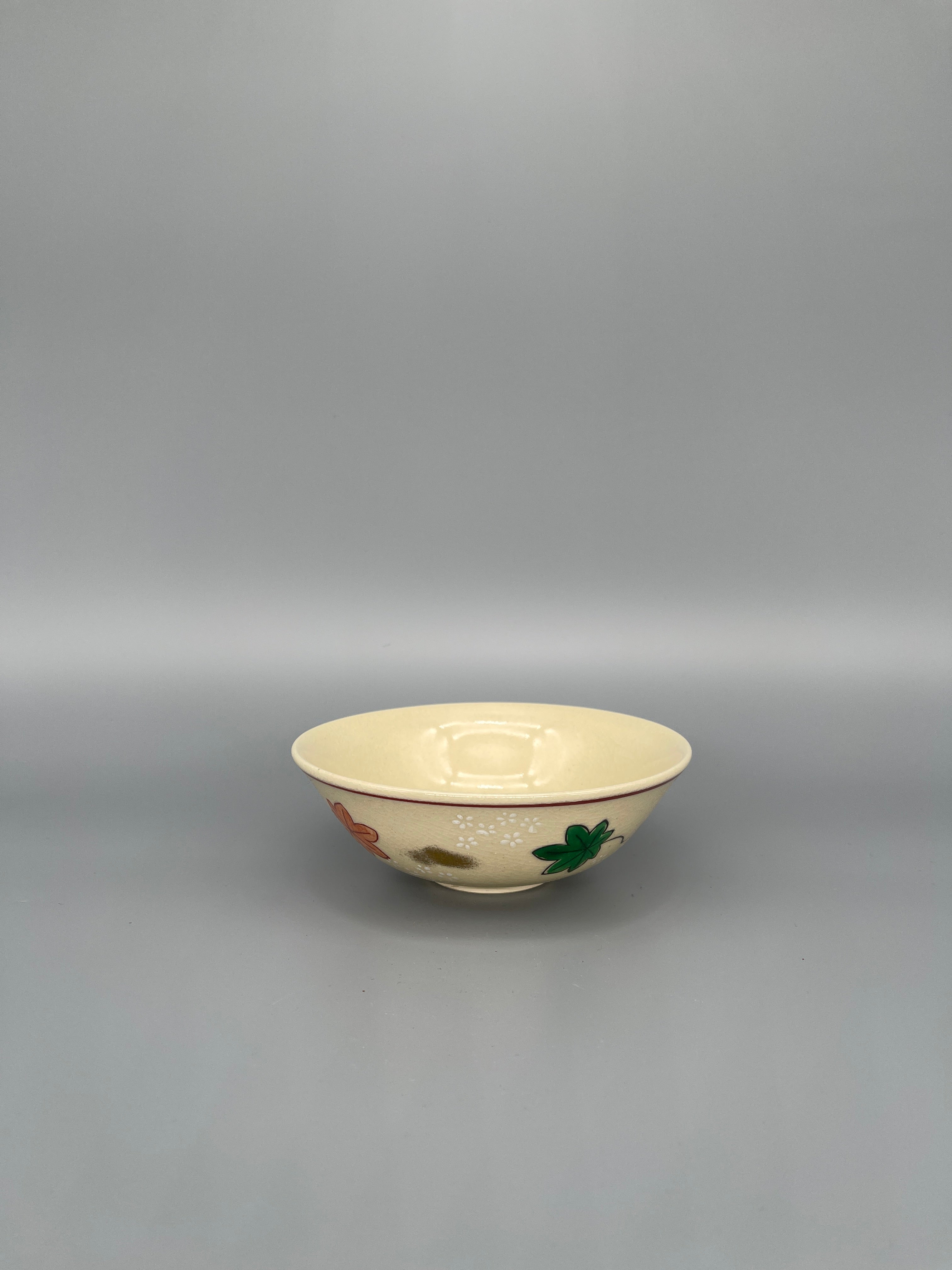 Vintage Japanese Matcha Bowl, Chawan - Maple Leaf Motif