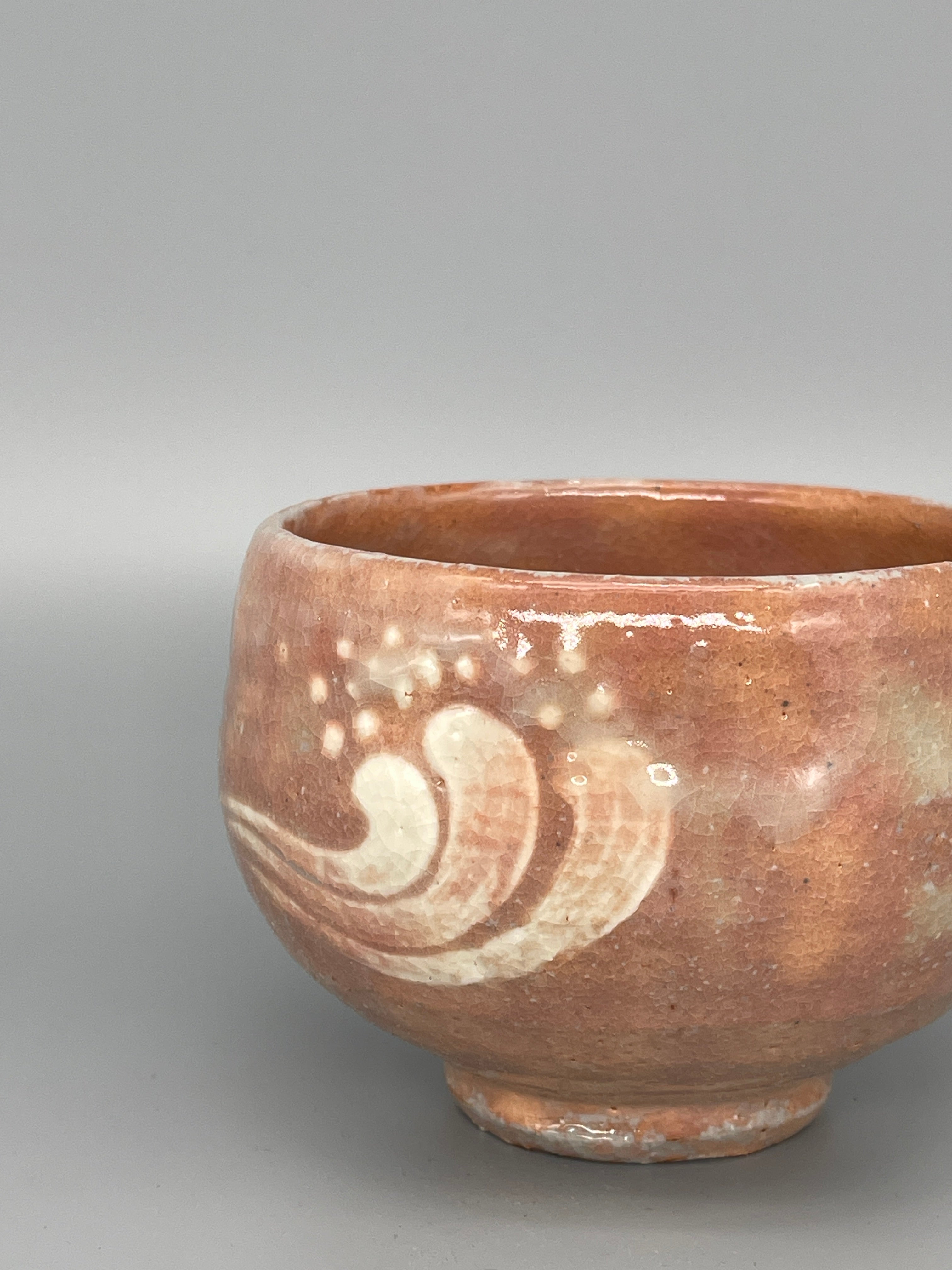 Vintage Japanese Matcha Bowl, Chawan - Pale Red Glaze
