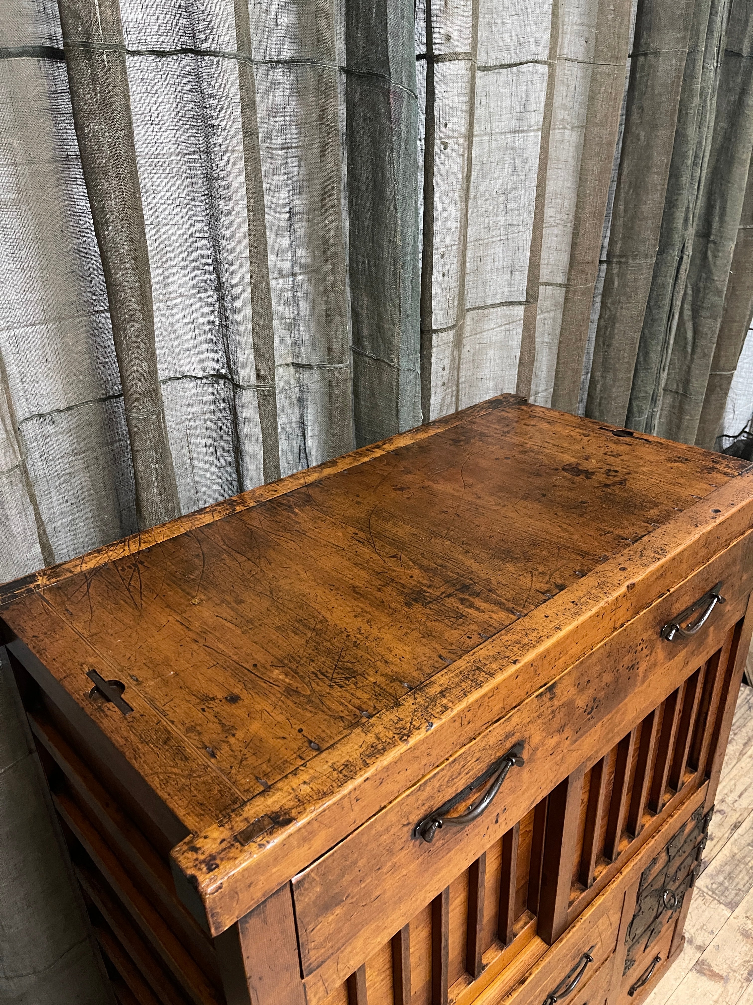 Antique Japanese Choba Dansu, Merchant's Chest - Cypress & Cedar | Meiji