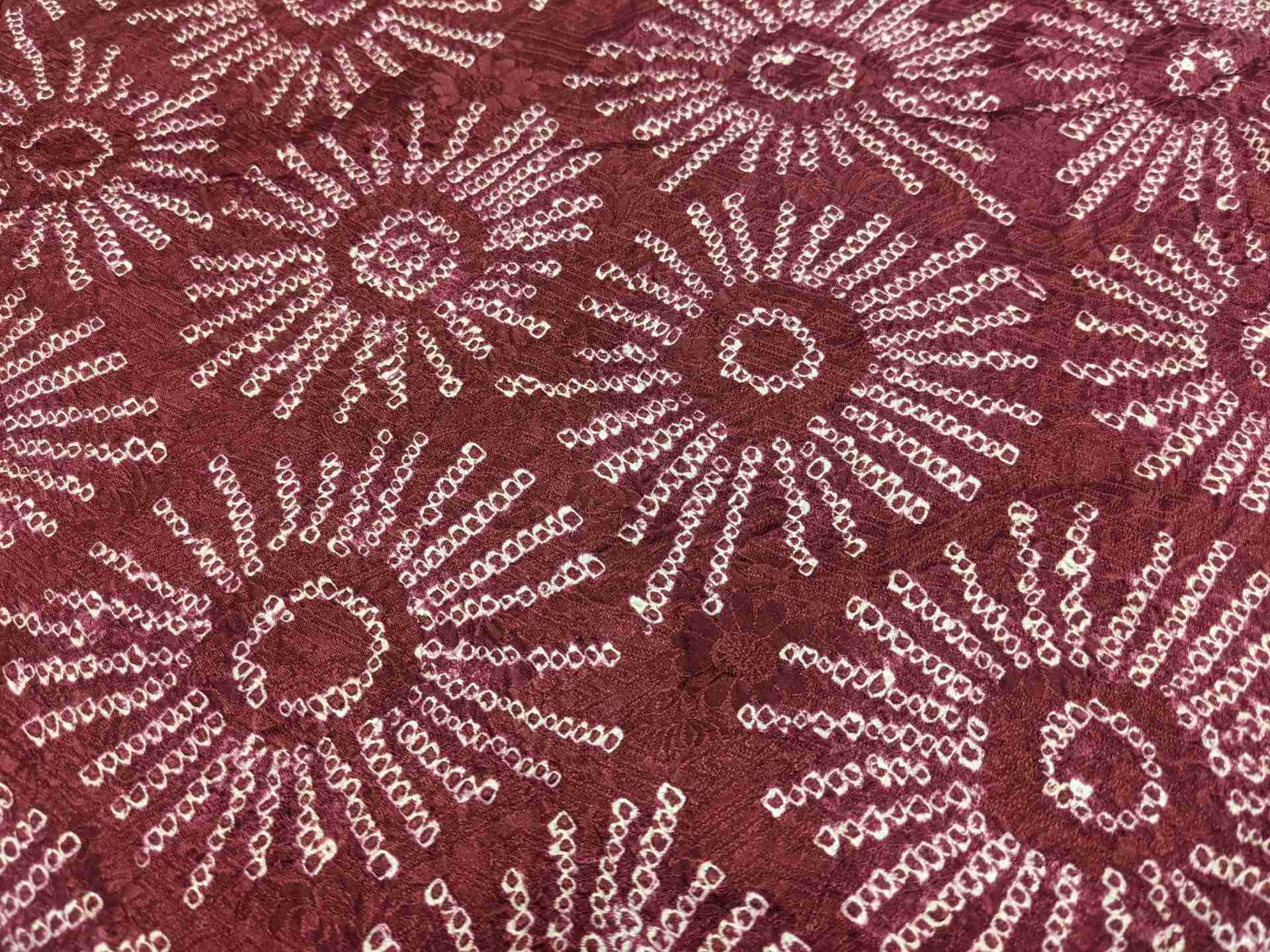 Japanese Silk Fabric, Purple with Shibori Floral Pattern