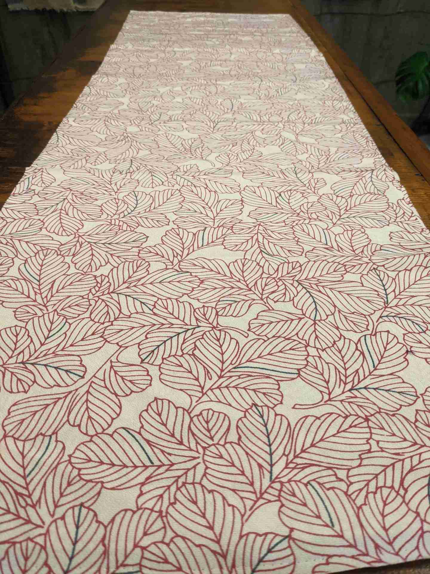 Japanese Silk Fabric, White with Red Floral Pattern.