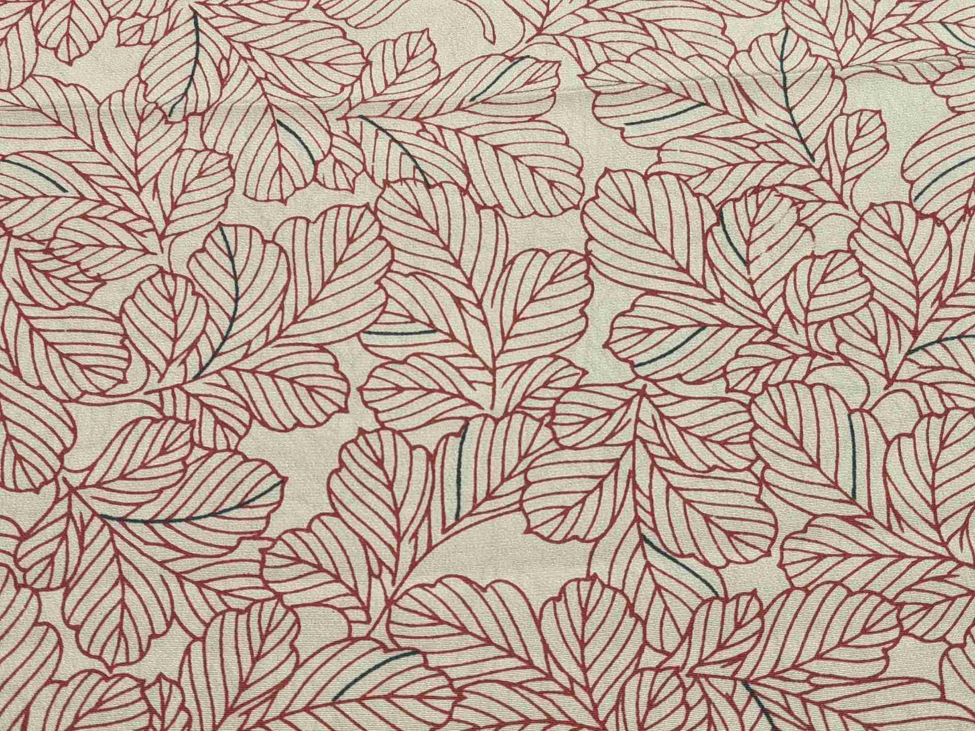 Japanese Silk Fabric, White with Red Floral Pattern.