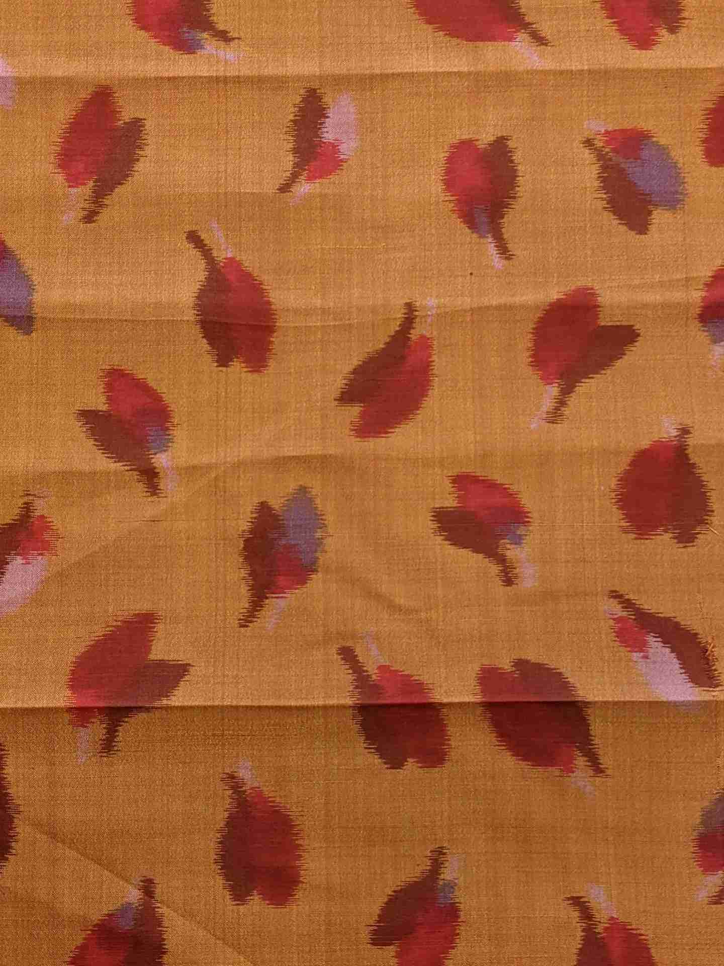Japanese Silk Fabric, Orange Meisen Floral Pattern