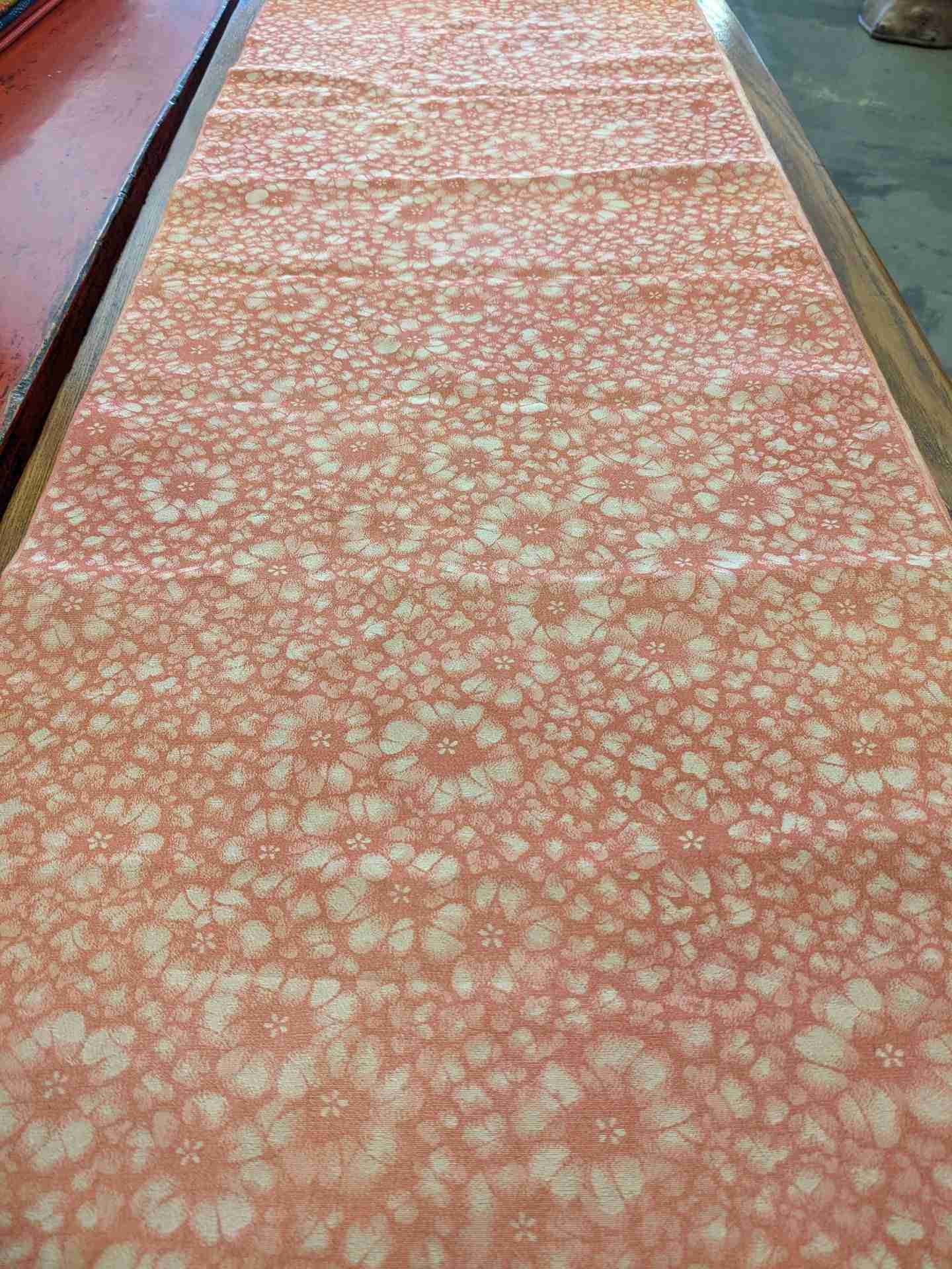 Japanese Silk Fabric, Pink with White Blossoms