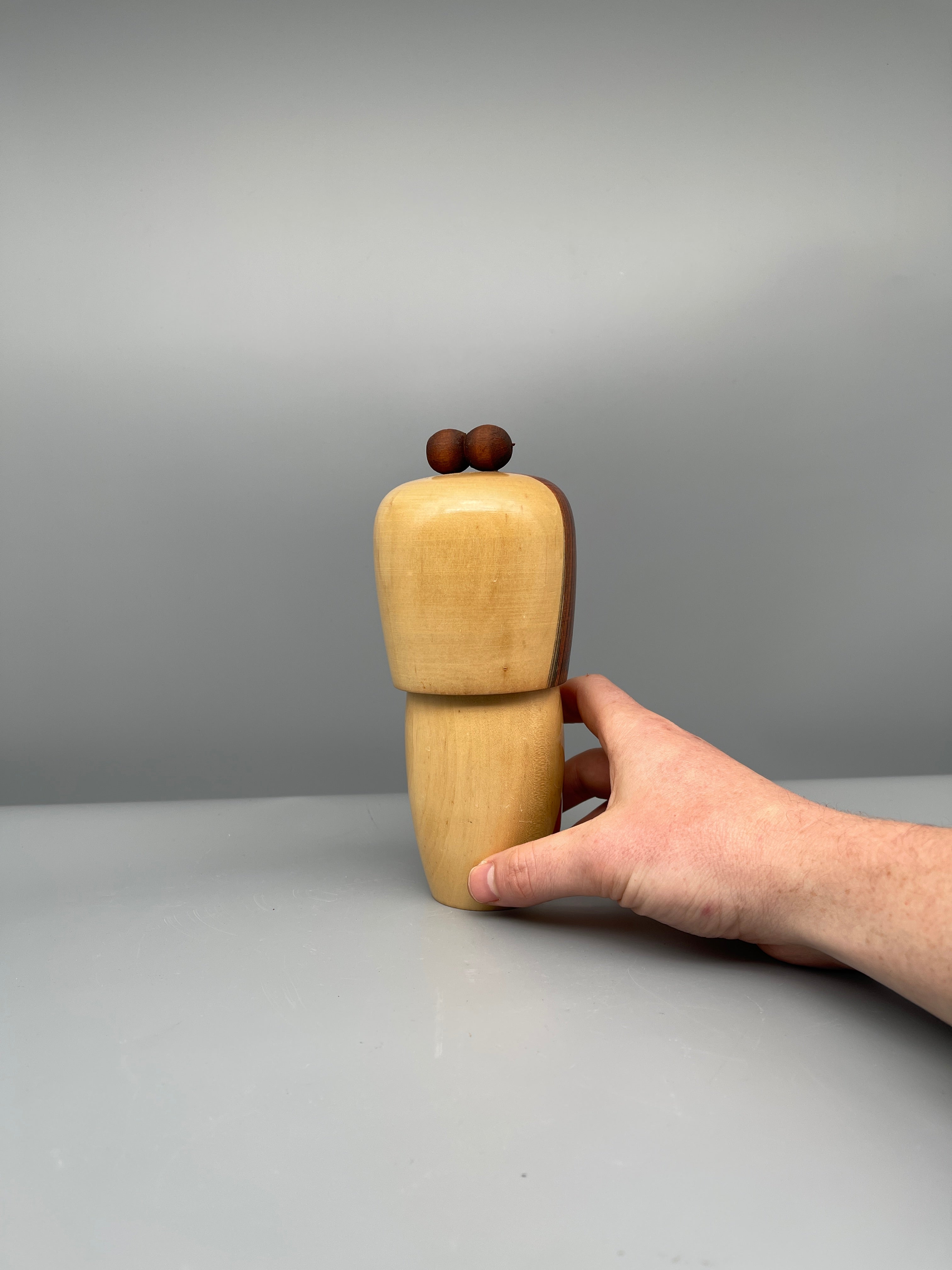 Vintage Japanese Sosaku Kokeshi Doll, Plum Blossom Motif