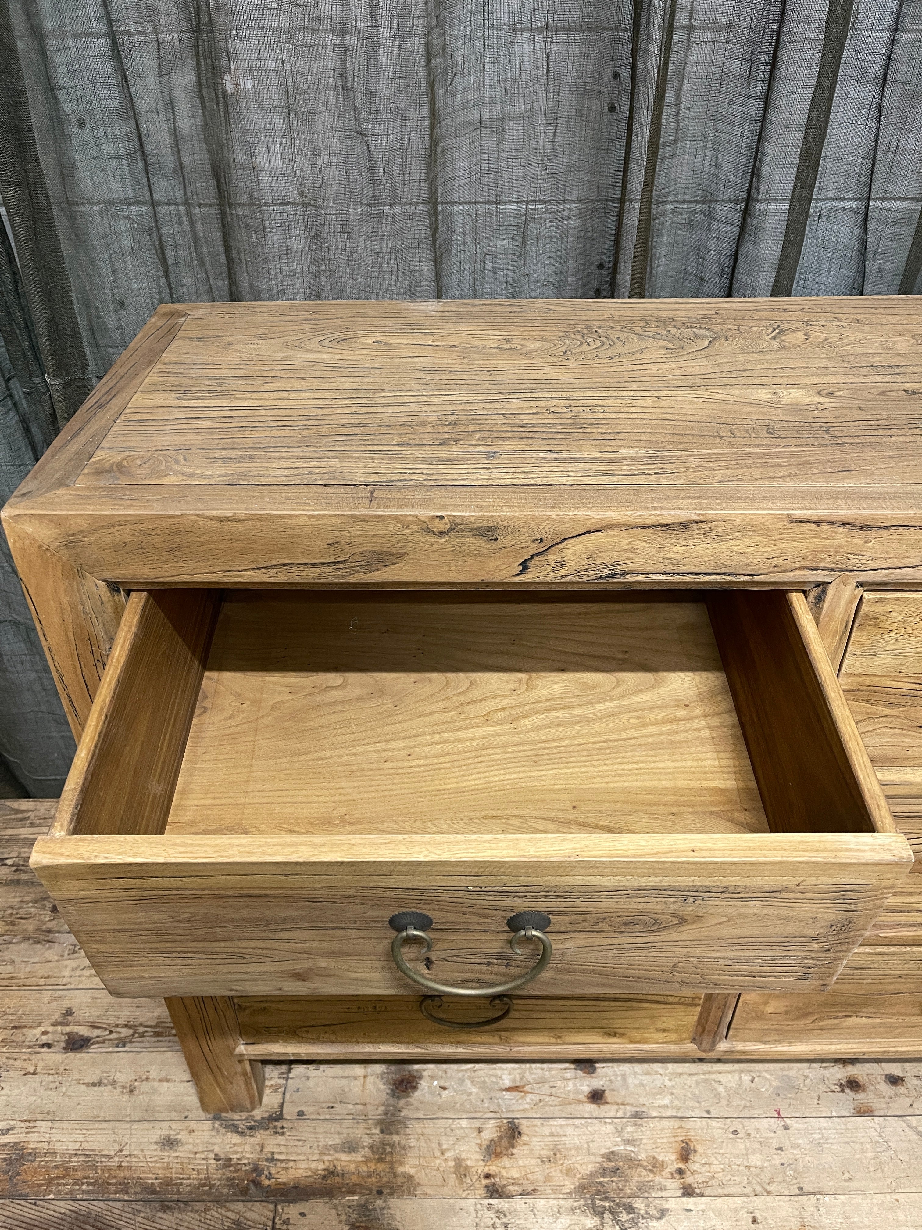 Chinese Elm Wood 6-Drawer Cabinet