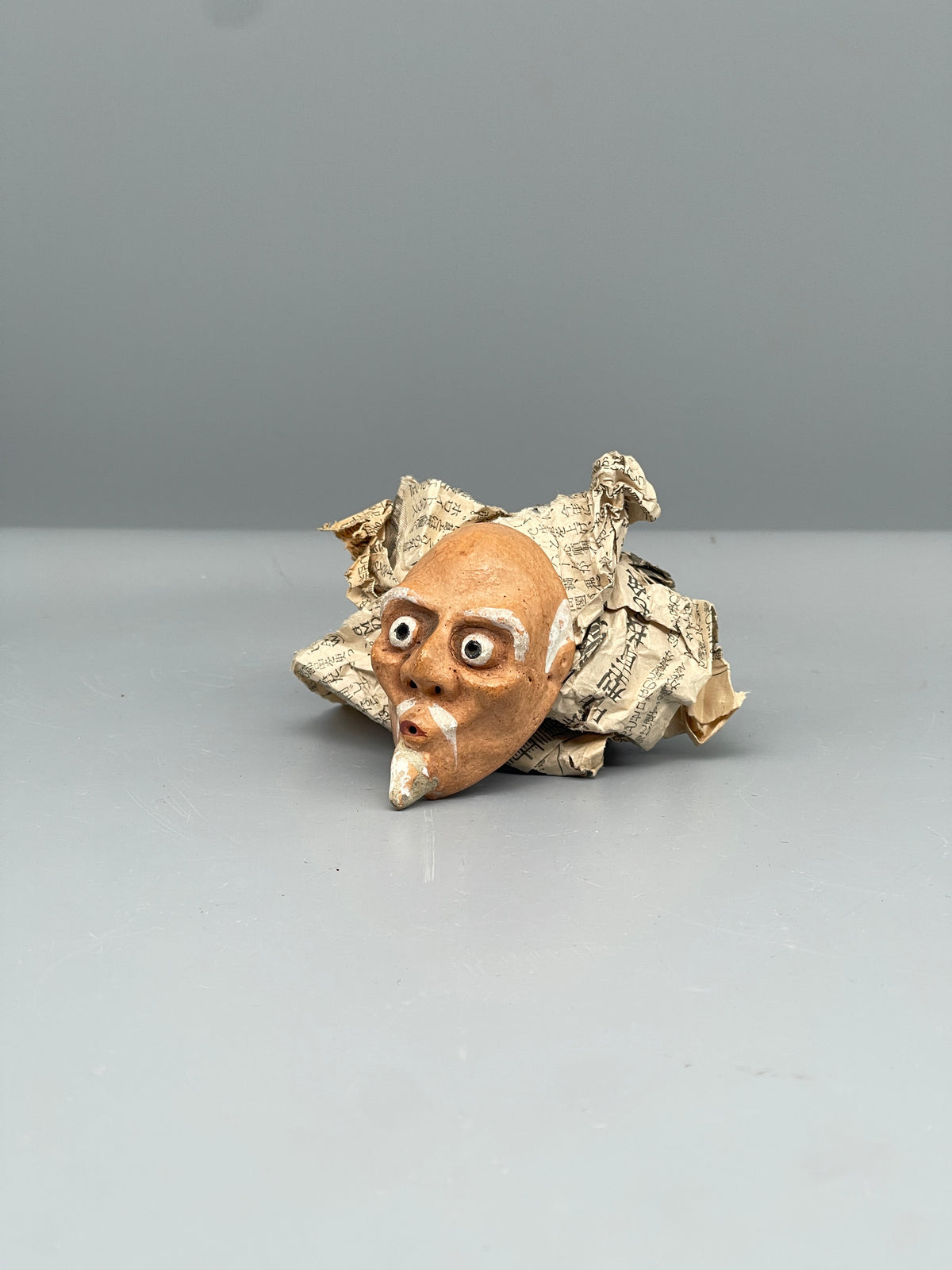Vintage Japanese usobuki mask, pointed beard, front view