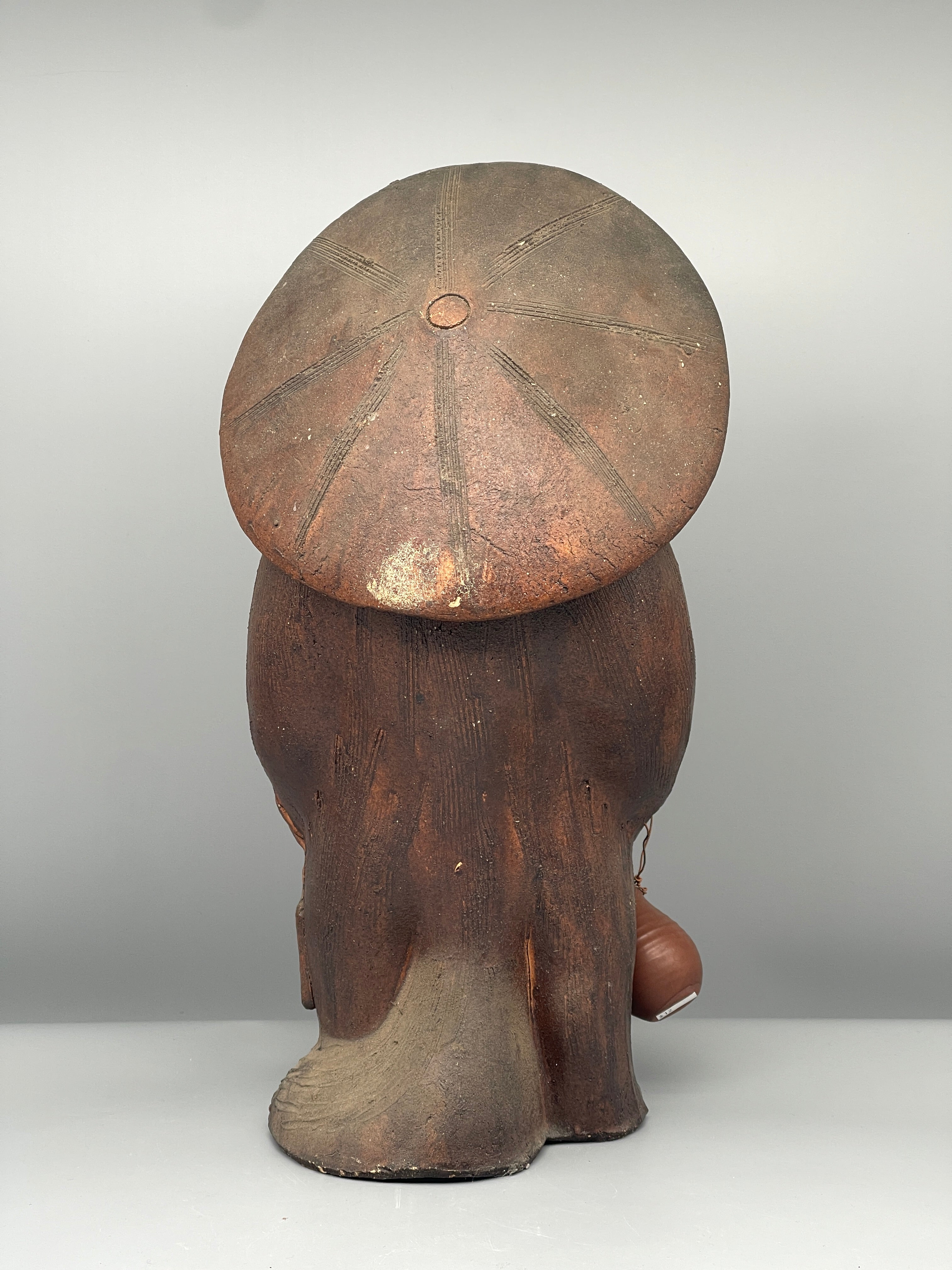 Large Vintage Japanese Ceramic Tanuki Statue, Copper Glaze