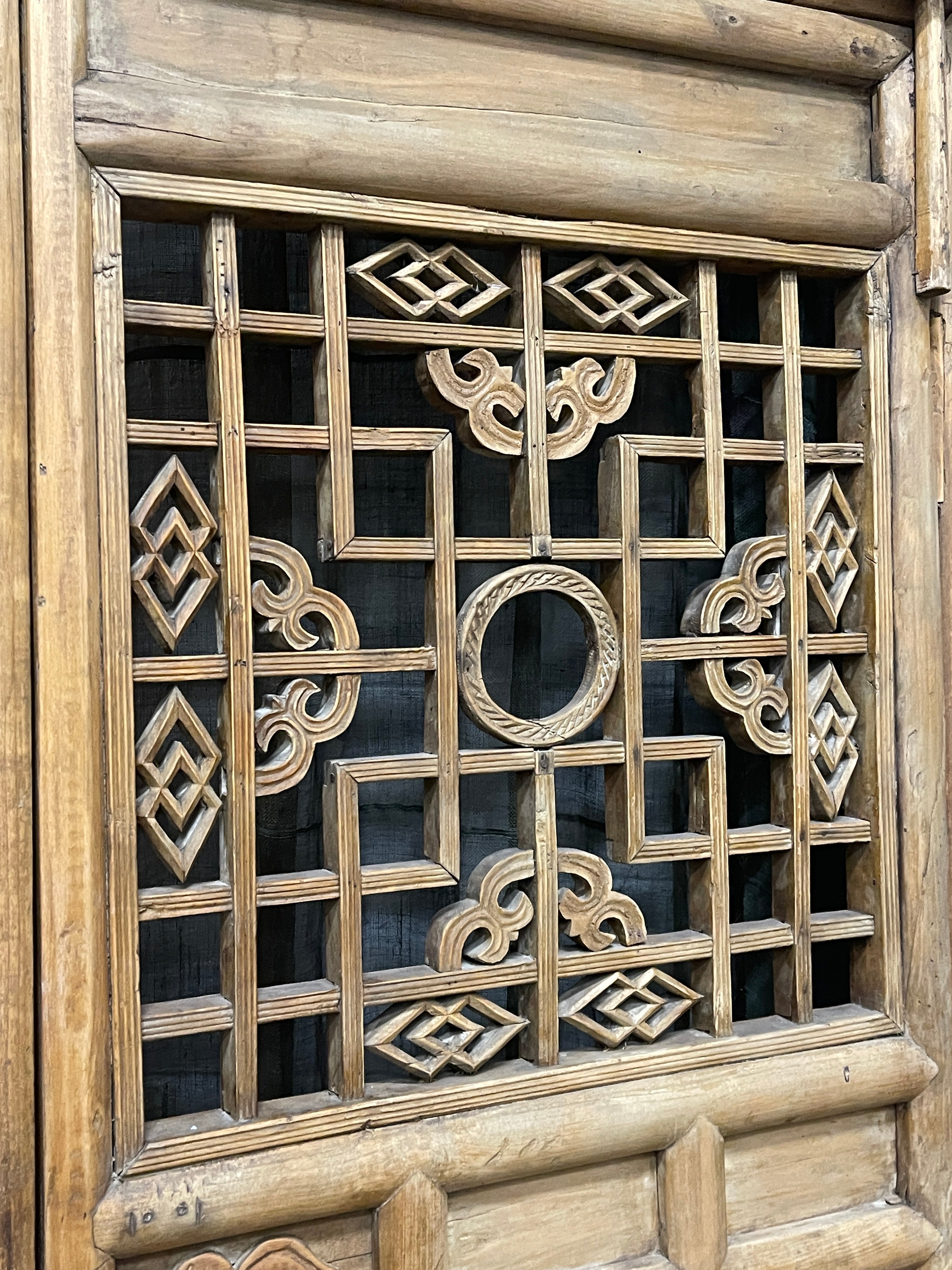 Antique Chinese Carved Courtyard Gate Panel - c.1900