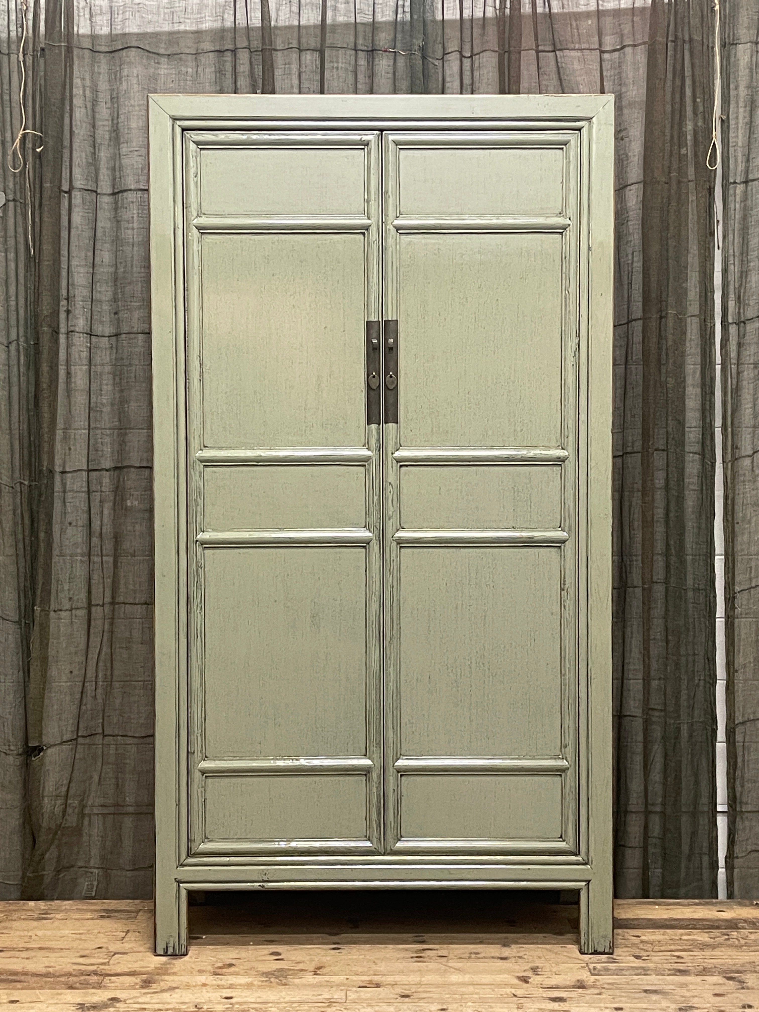 Chinese Green Lacquered Storage Cabinet