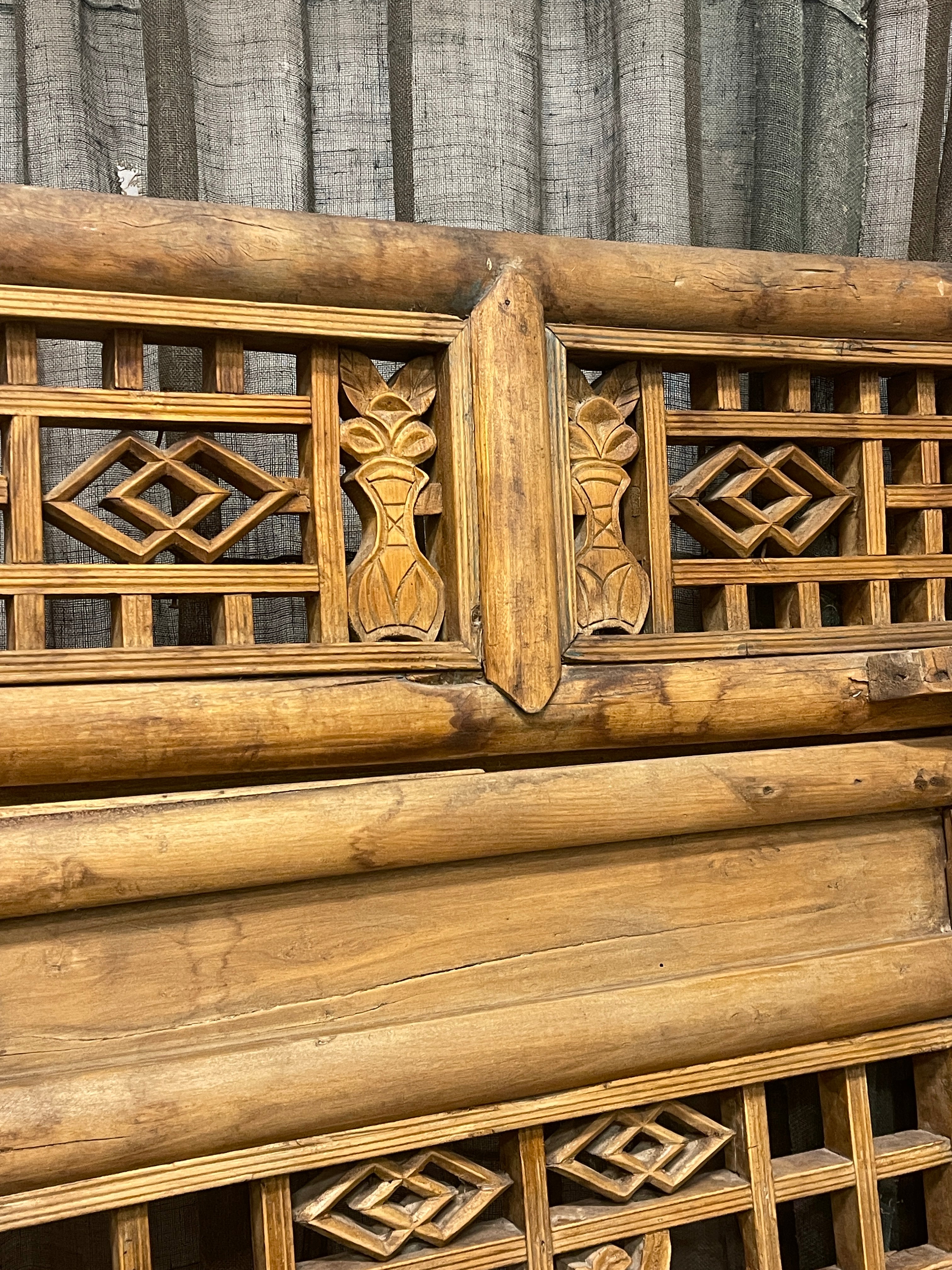 Antique Chinese Carved Courtyard Gate Panel - c.1900