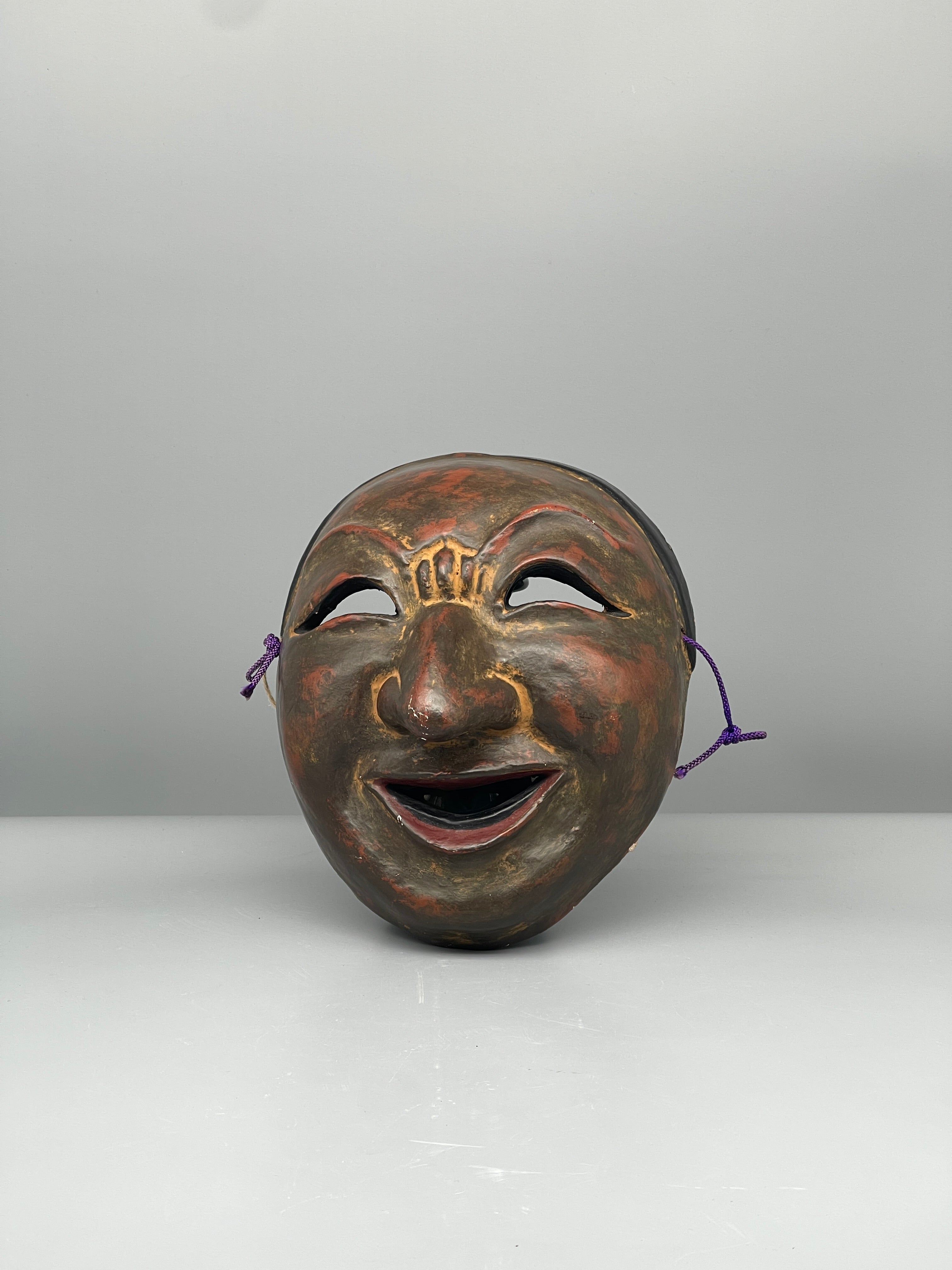 Vintage Japanese Bugaku mask, Jikyū, front view