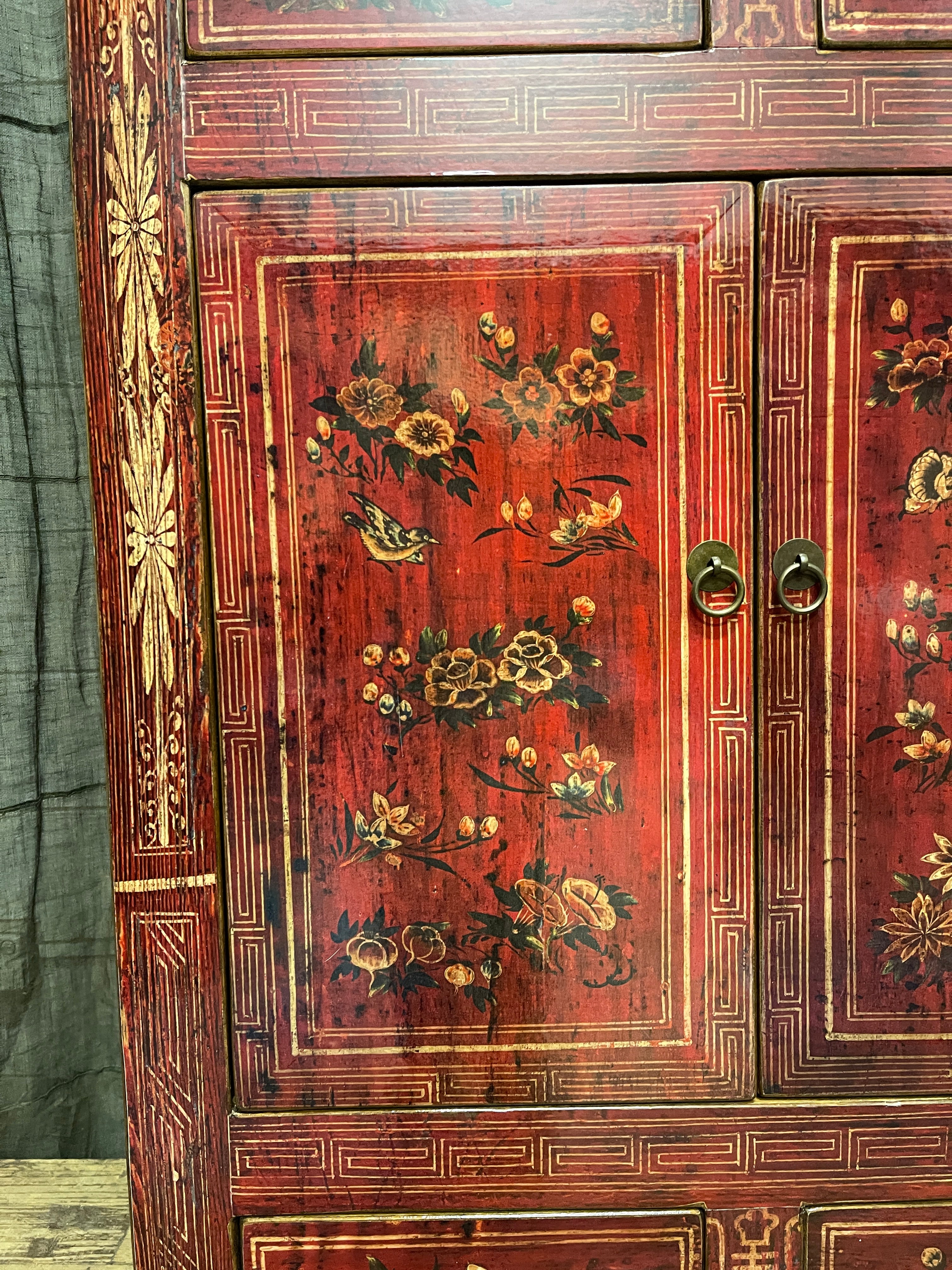 Chinese Red Lacquered Storage Cabinet