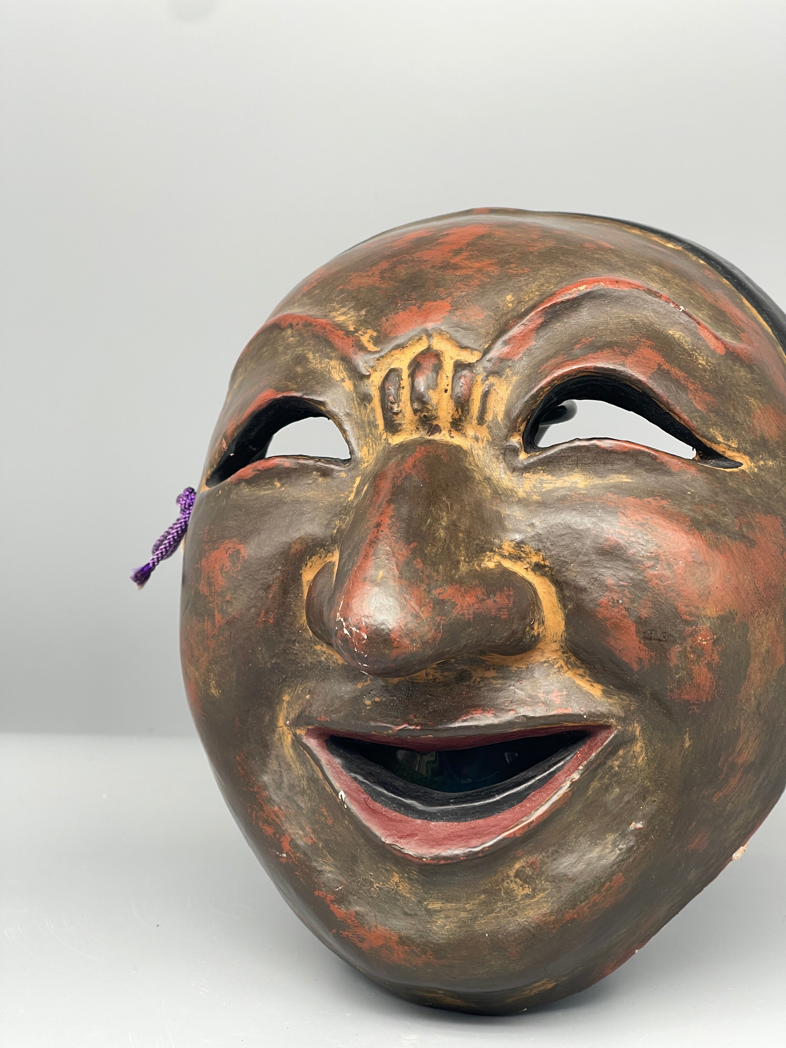 Vintage Japanese Bugaku mask, Jikyū, detail