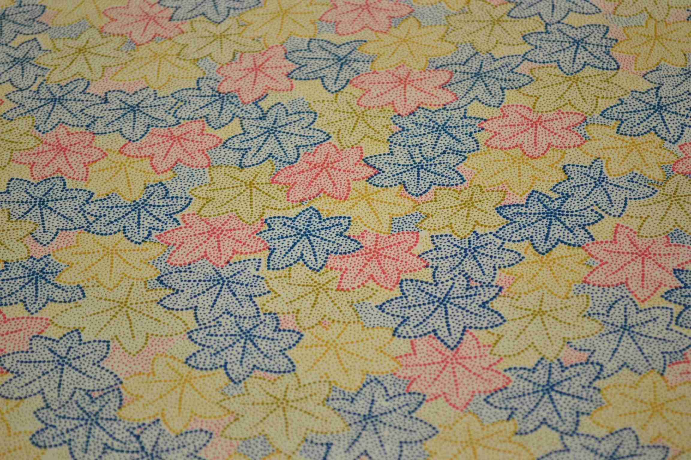 Japanese Silk Fabric Pastel Maple Leaves